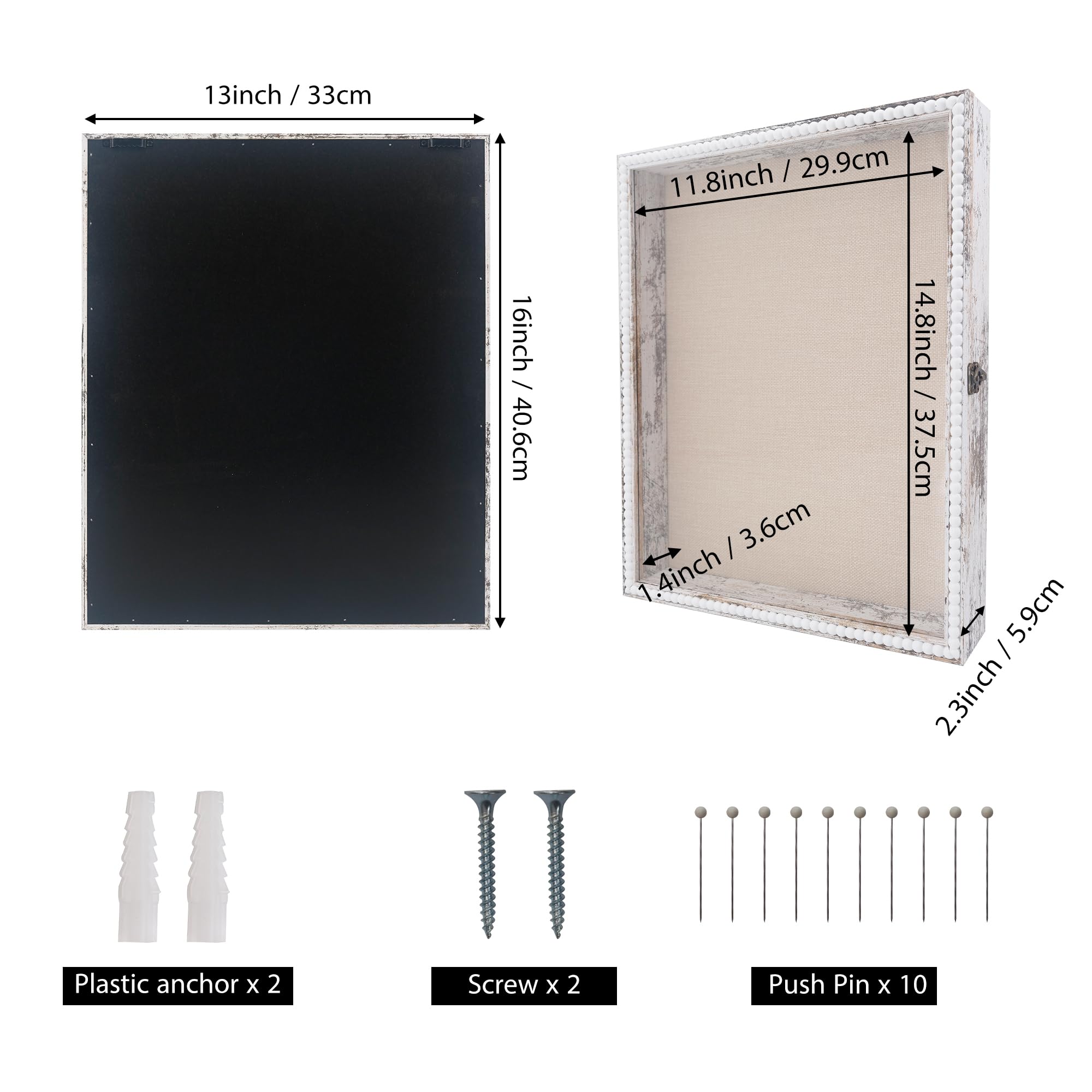 Pudełko na cienie 12 x 16 cm z drzwiami okiennymi głęboka ramka na zdjęcia bukiet ślubny pamiątki medale zdjęcia pudełko pamięci-duża ramka na cienie z unikalnym wzorem koralików biała
