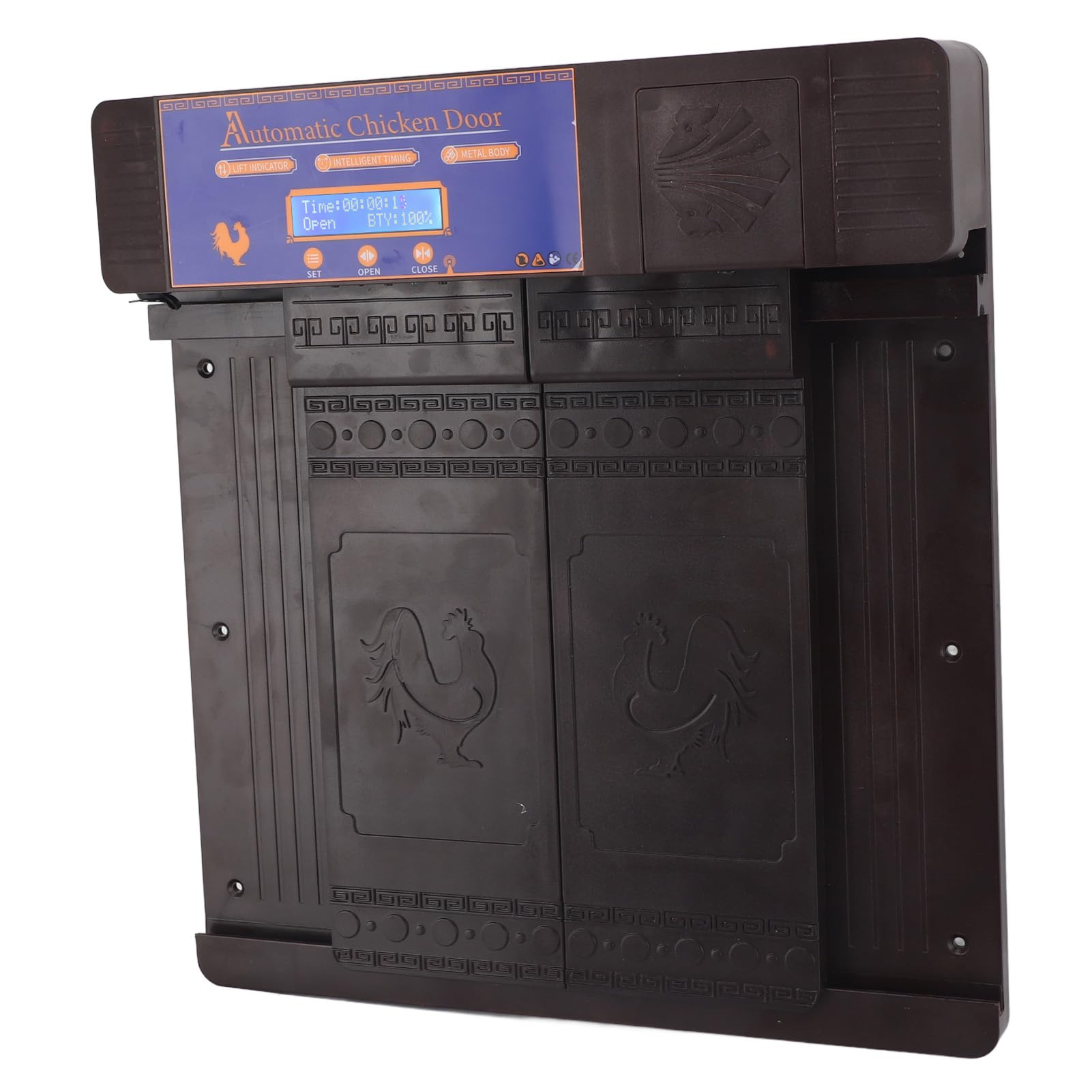 Porta Automatica per Pollaio, Timer a Batteria a Energia Solare, Display a LED, Apriporta per Polli, Doppie Porte con Avviso di Batteria Scarica Anti Pizzicamento per Polli, Anatre, Oche