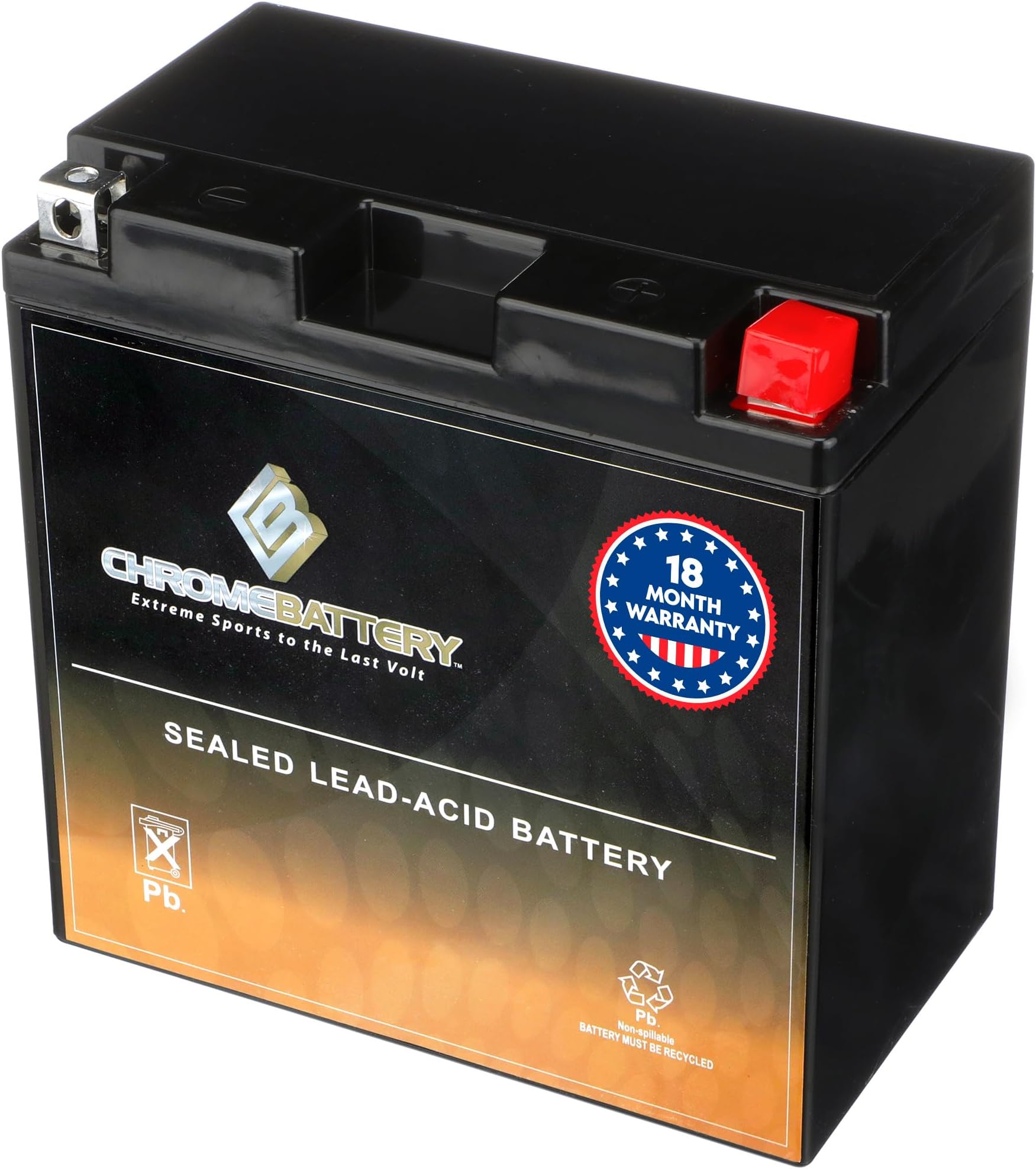 CB CHROMEBATTERY YB16CL-B 12 V 240 CCA AGM – Maintenance-Free 19 Ah Battery for Sea-Doo Jet Ski, ATV & Snowmobile – T3 Nut & Bolt Terminal – Fits BRP Sea-Doo GTI, Polaris SLT 780