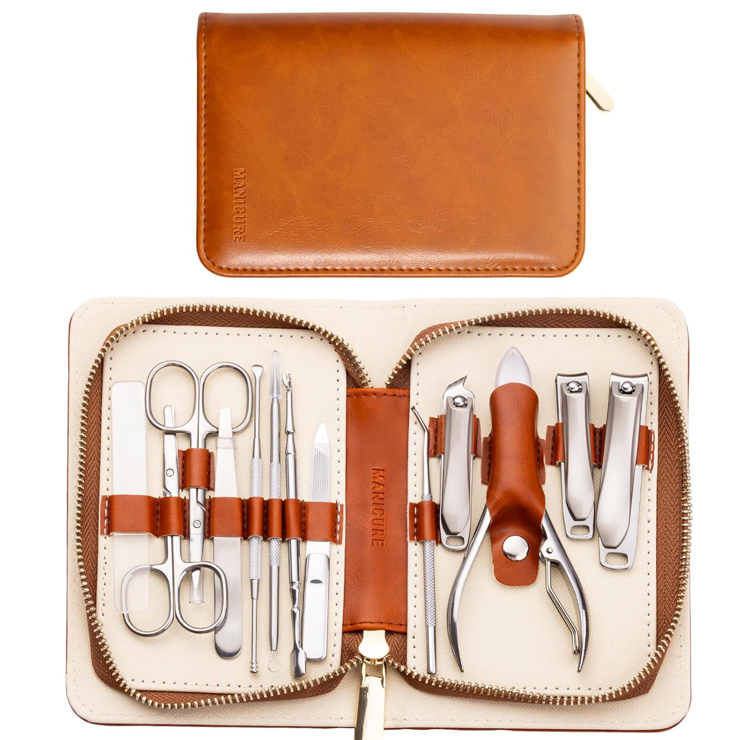 FAMILIFE Manicure Set with Leather Travel Case