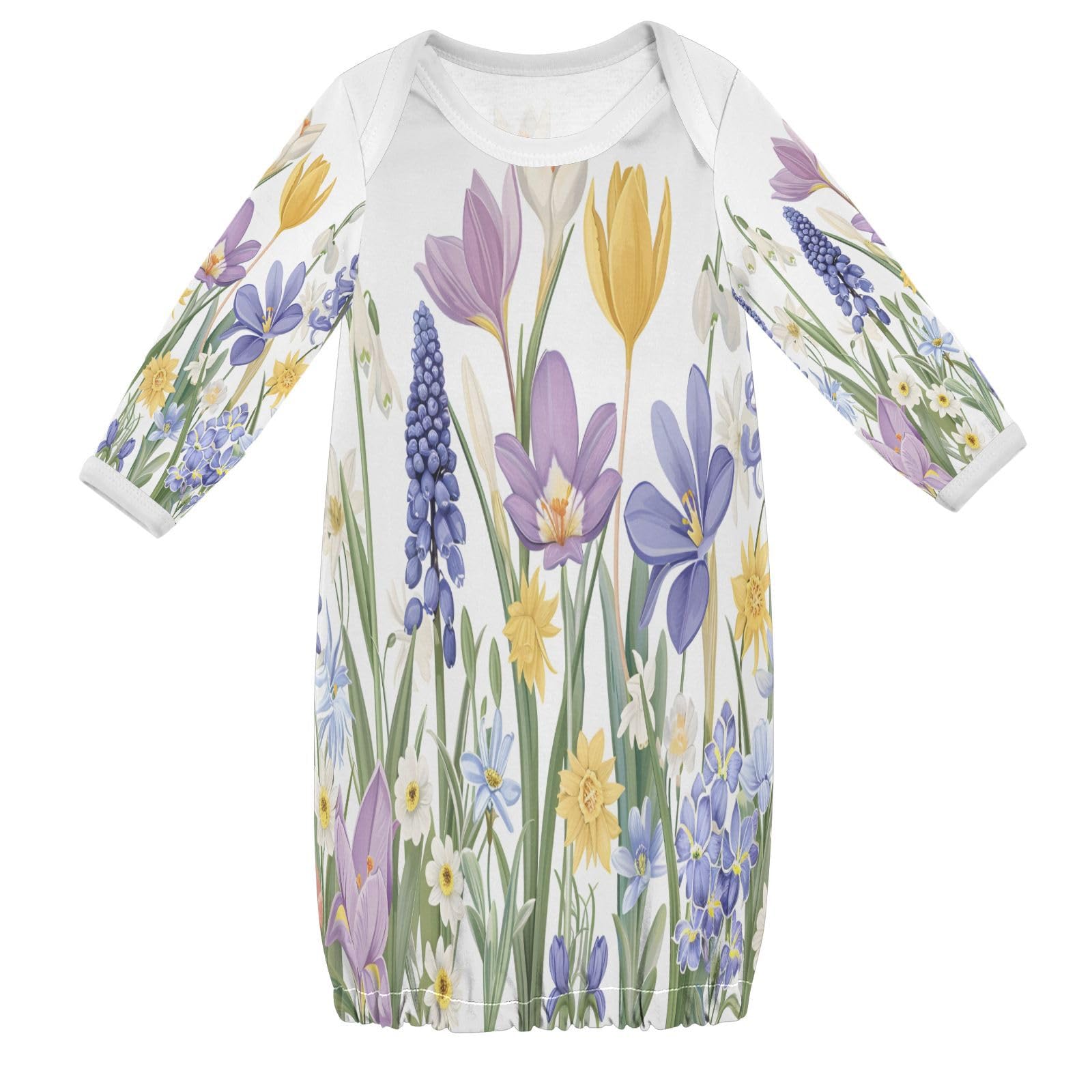 senya Nightdress Sleeper Gown Long Sleeve Nightgown Pajamas Blooming Spring Garden for 3-12 Months Multi