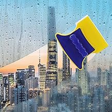 McFarlane Magnetic Window Cleaner Double-Side Glazed Two Sided Glass Cleaner Wiper with 2 Extra Cleaning Cotton Cleaner Squeegee Washing Household Cleaner Windows Ceiling (Polycarbonate)