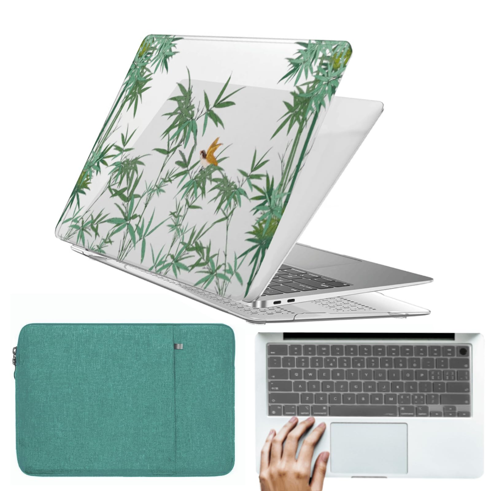 Coque MacBook Pro 13 protection rigide clavier vert bambou A2338 - 8