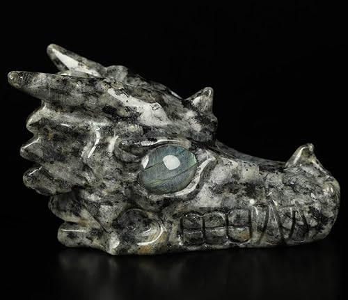 Miniatura 5 de Skullis Cráneo de cristal tallado de esmeralda 50in escultura de arte fino piedra curativa Reiki 1198