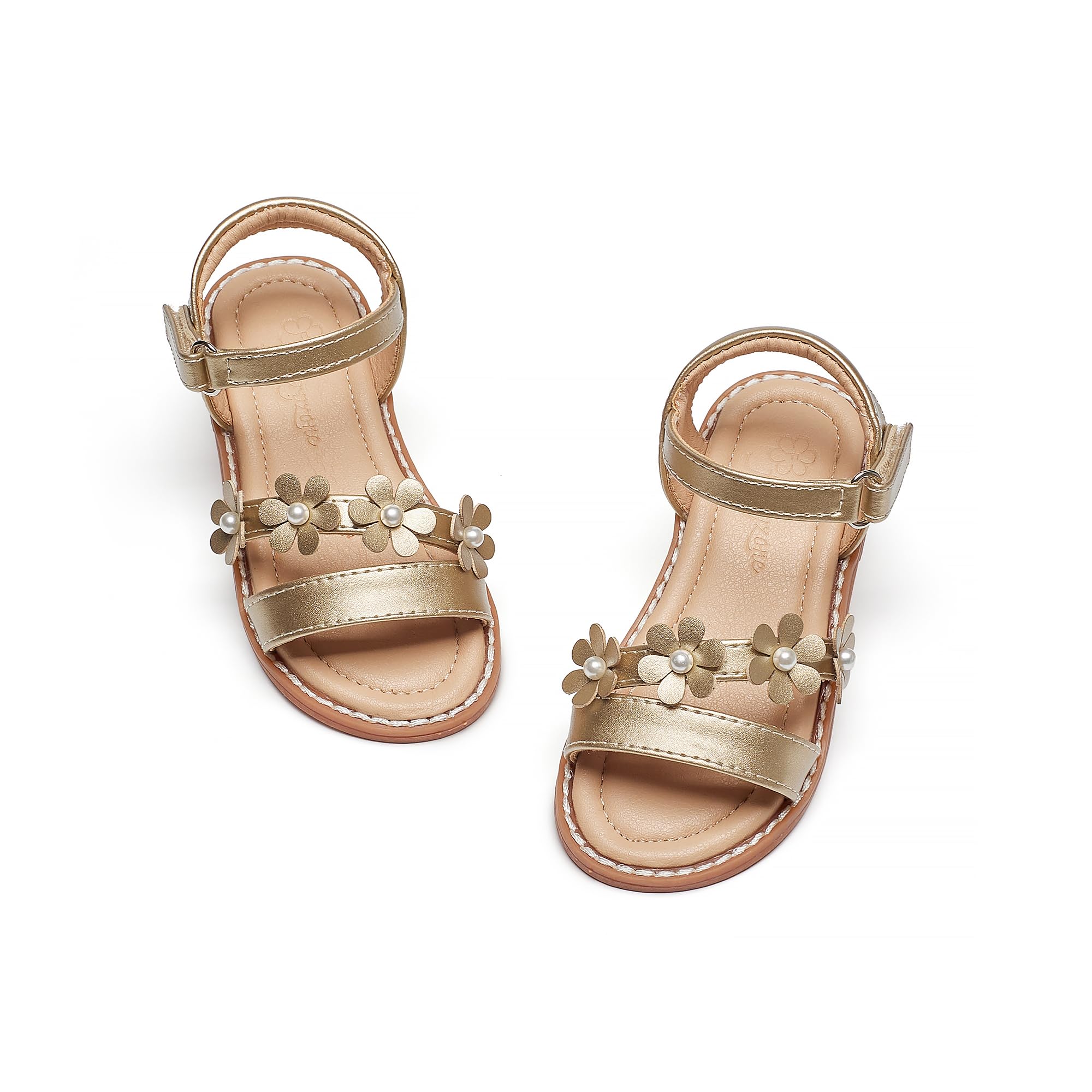 Flaryzone Toddler Girls Sandals Open Toe Flats Flower Girl Dress Shoes