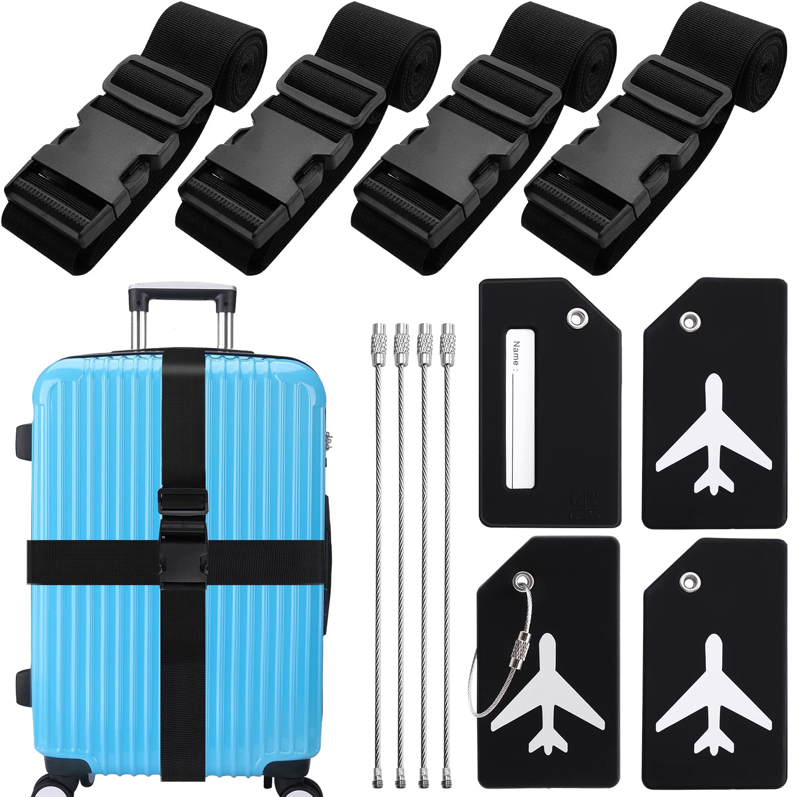Set di 3 cinghie regolabili per valigie, cinghie di imballaggio