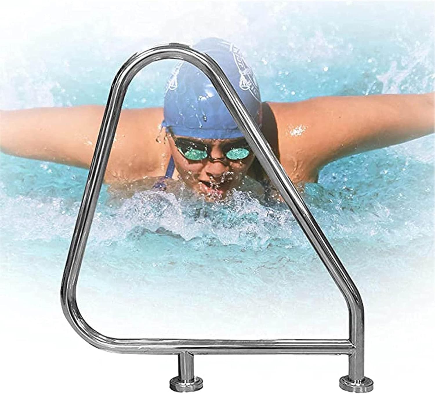 Pool Hand Rail 31.5" x 31.5" Swimming Pool Handrail 304 Stainless Steel Easy Mount Hand Grab Rail 250LBS Load Capacity, Pool Safety Handrails