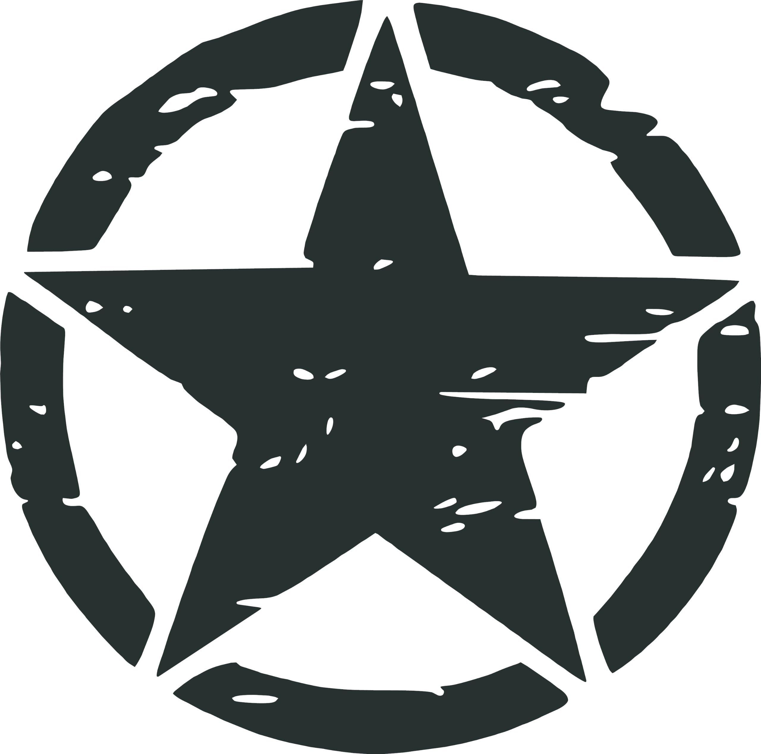 Misc Decals, Army Rought Star, Vinyl Car Decal, Black', 10-by-10 inches'