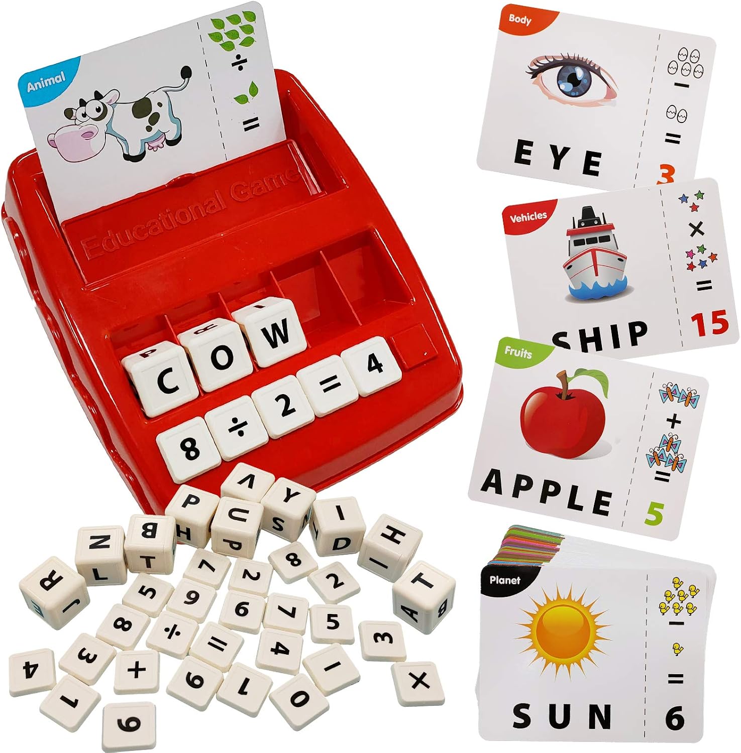 Halovin Matching Letter Game for Kids, Spelling Games for Kids Ages 4-8, Alphabet Reading and Spelling, Words and Objects, Number and Color Recognition, Preschool Language Learning Educational Toys