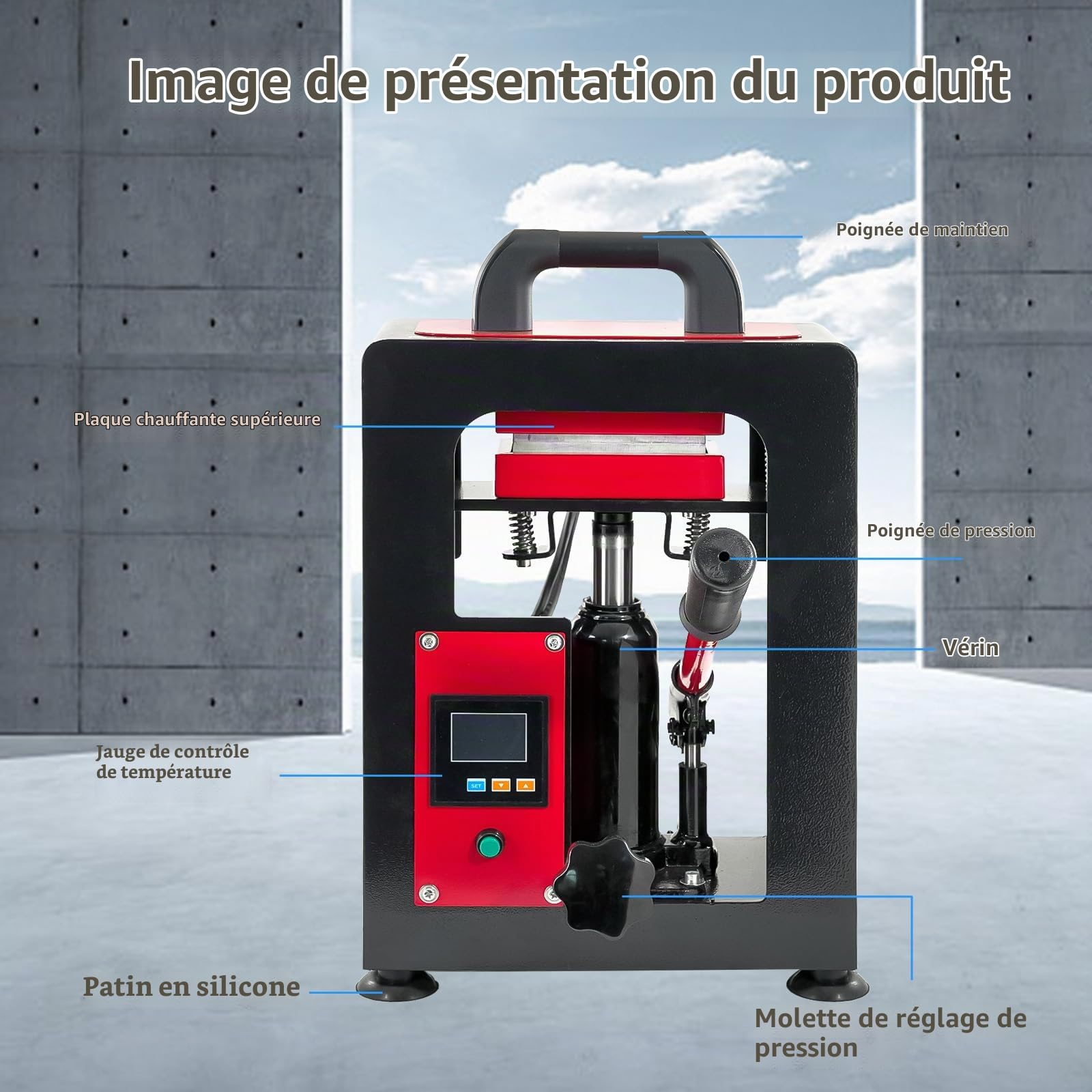 Presse hydraulique Rosin 5 tonnes - Presse à chaleur manuelle avec double plaques chauffantes et affichage numérique LED - Température réglable pour l'extraction des herbes et du pollen - Presse de