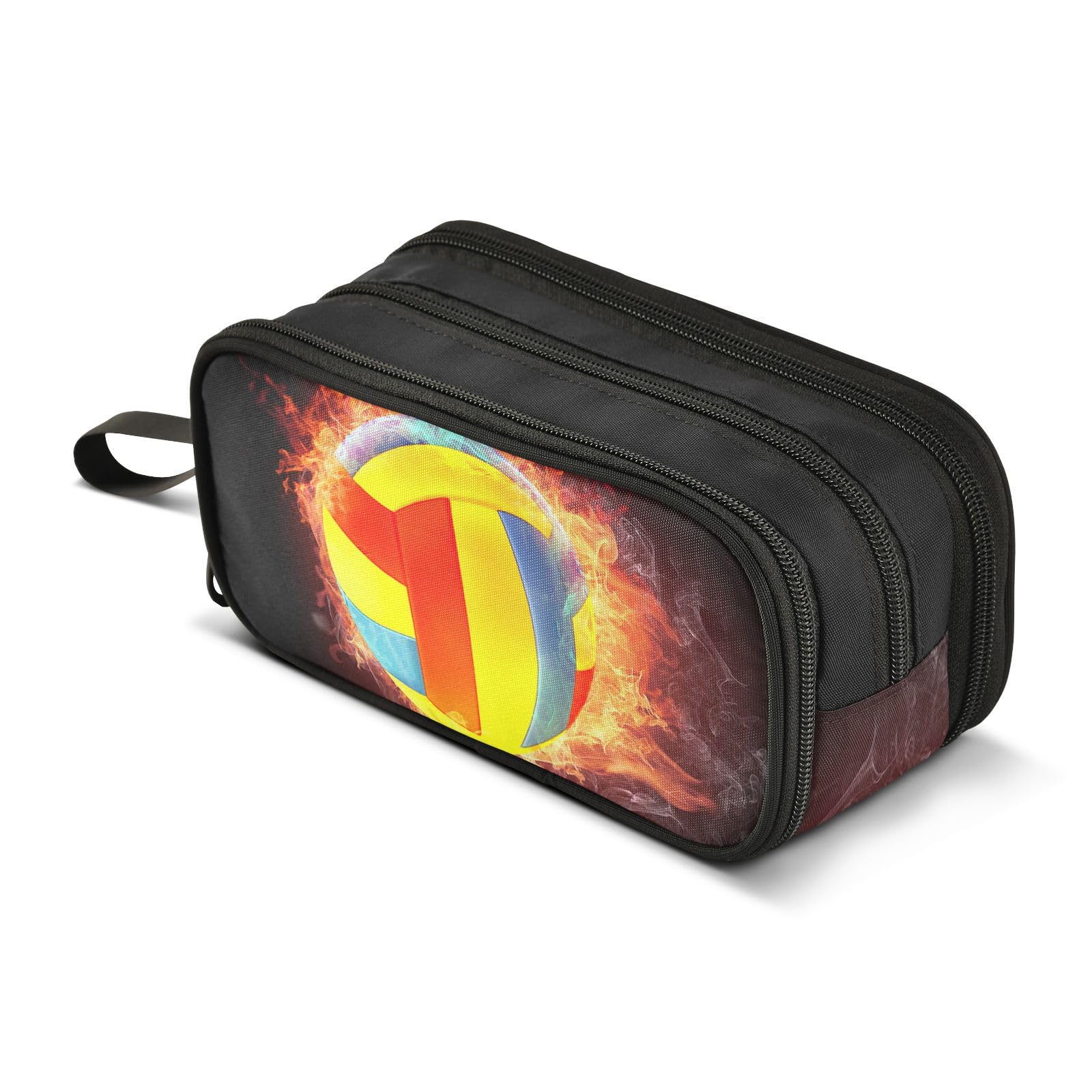 ZAZYXTJ Volleyball Pencil Case Large Capacity Pencil Pouch | 3 Compartment Storage Canvas Makeup Bag for School Office Teen Girl Boy Men Women