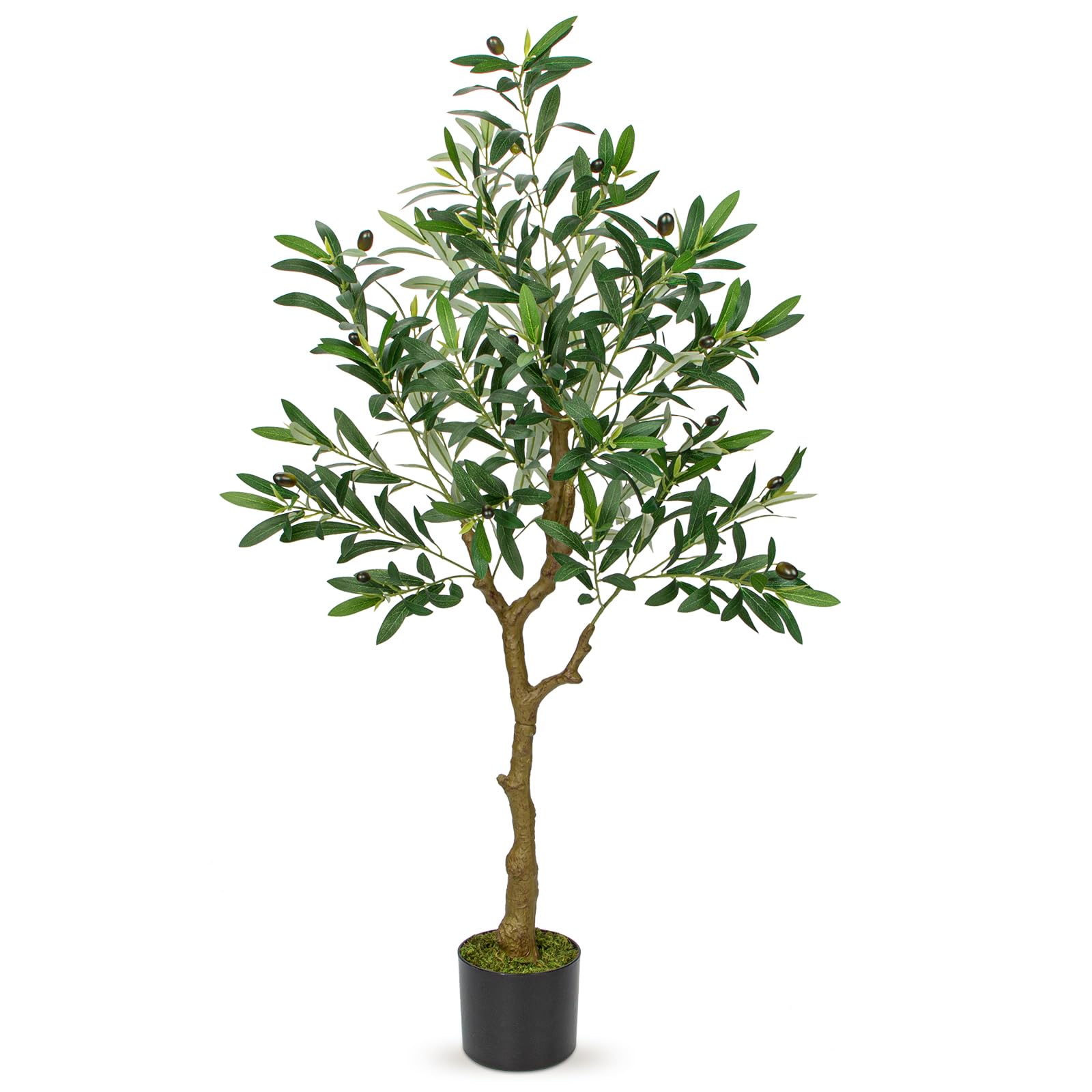 Oairse Olive Tree Artificial 4FT Tall Fake Plants Realistic Faux Olive Tree Silk Plant Large Artificial Plant with Black Pot for Indoors Outdoor Home Decor Office Living Room Balcony Decor, 122cm — image 1