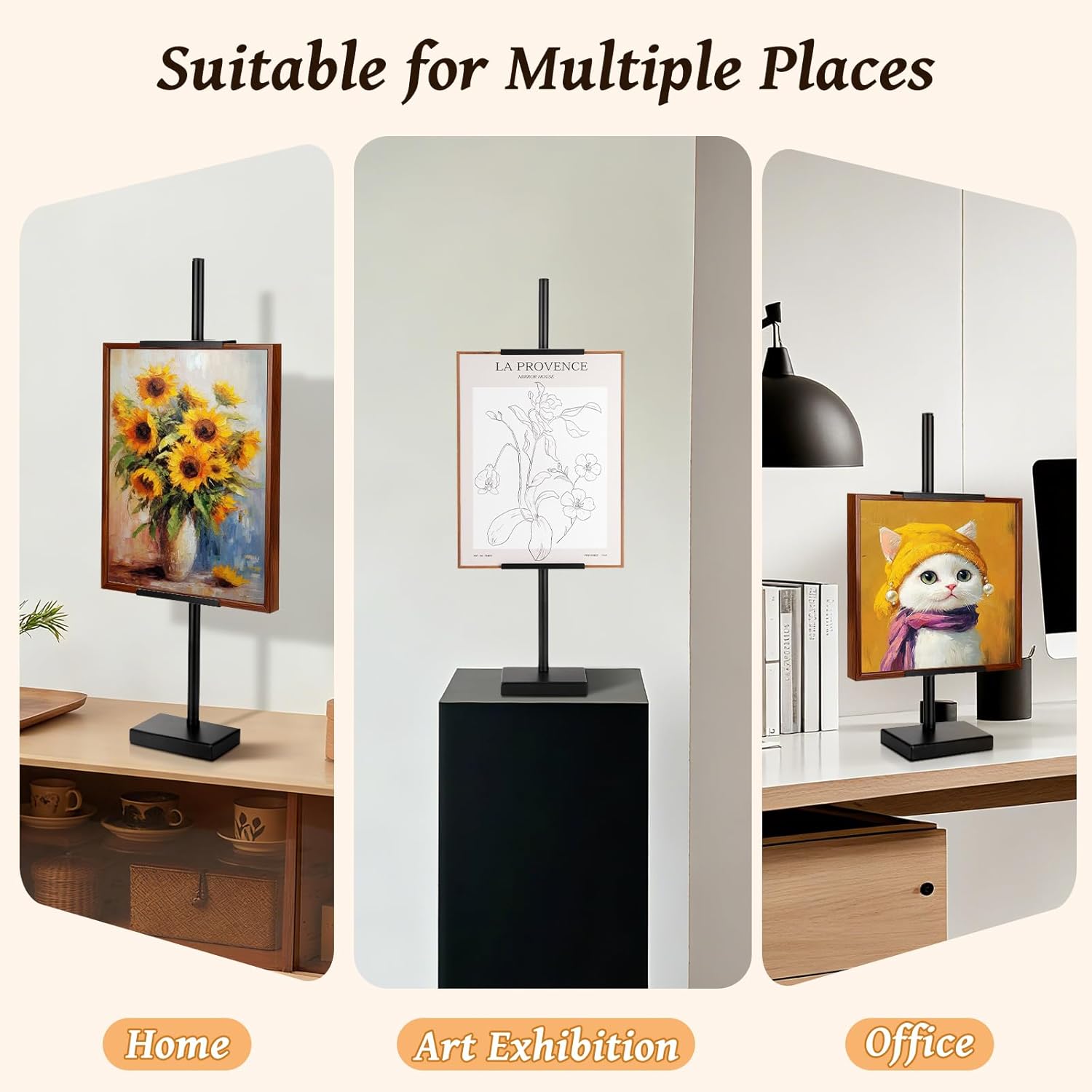 2 Pack Tabletop Picture Frame Stand, Adjustable for Frames Up to 29" H, Frame Holder Stand Table Easels for Display, Picture Frames, Signs, Display, Artwork, Canvas, Decorative Stand(Black)