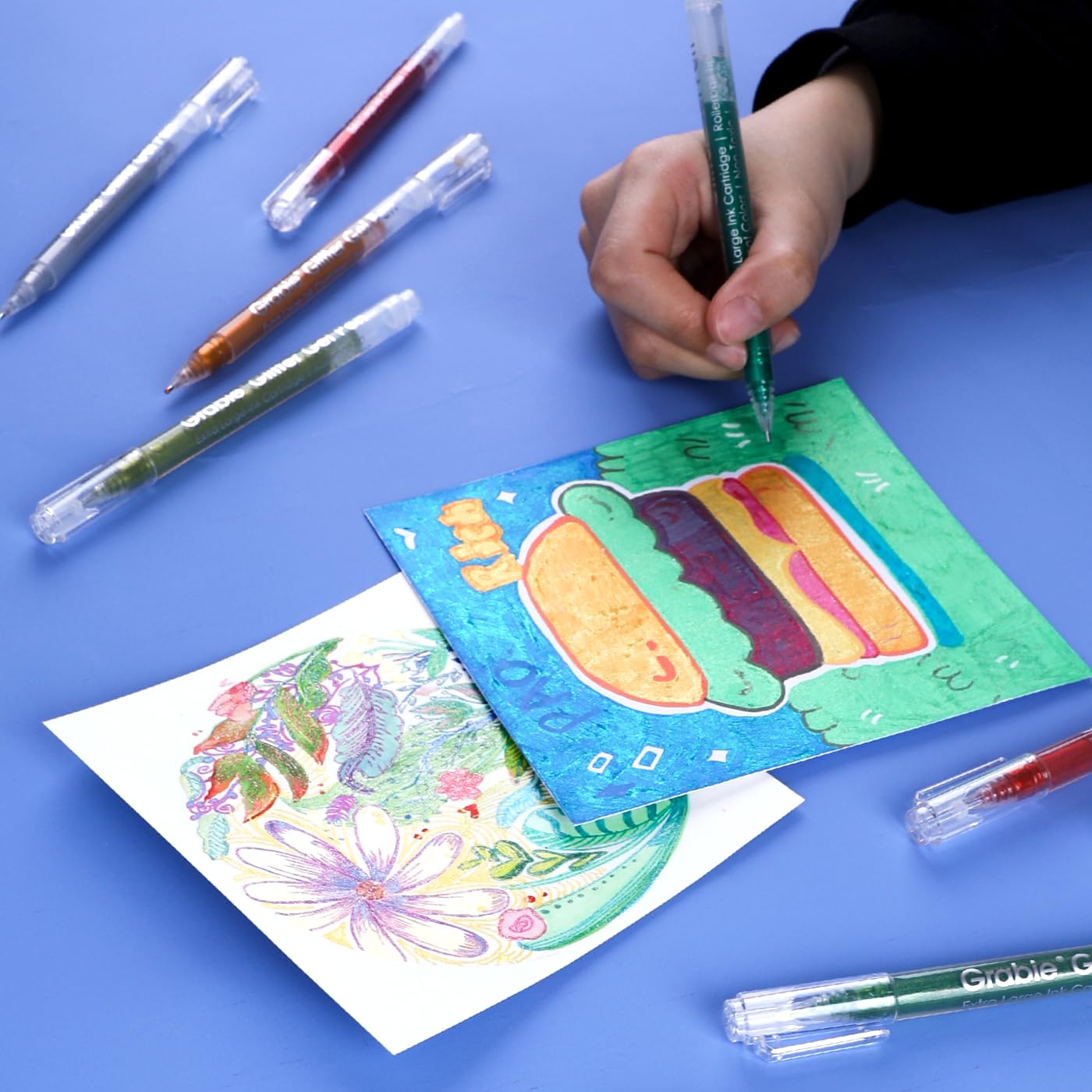 Grabie Jumbo Glitzer Gelschreiber Set, 18 Farben mit 800% mehr Tinte, Glitzerstifte für Malbücher & DIY-Projekte, 1,0 mm Rollerball für sanften Tintenfluss, Shimmering Metallic-Effekt