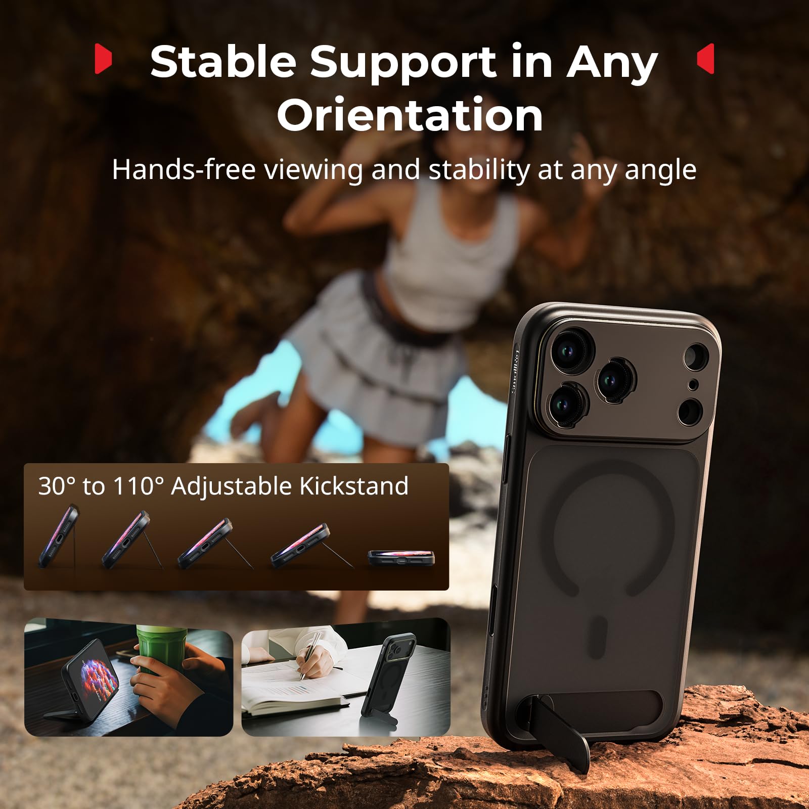 SMALLRIG Kit de Coques FilMov pour iPhone 17 Pro, Coque Magnétique avec Béquille Réglable, Plaque Arrière pour Objectif, Support MagSafe, Stabilisateur pour Téléphone pour DJI, Insta360, Noir - 5549