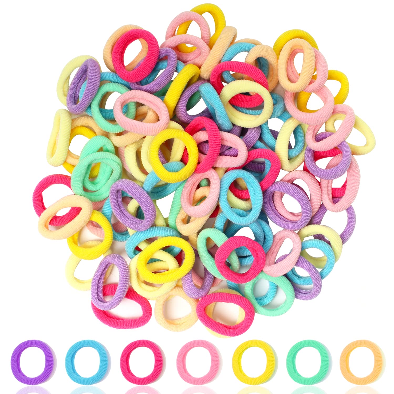 Cooetr Gomas pelo Niña, 100 Piezas Coleteros Niña, Gomas pelo Bebe de pelo Elástico de pelo Coletero de Niñas Colorido para Niñas Bebé