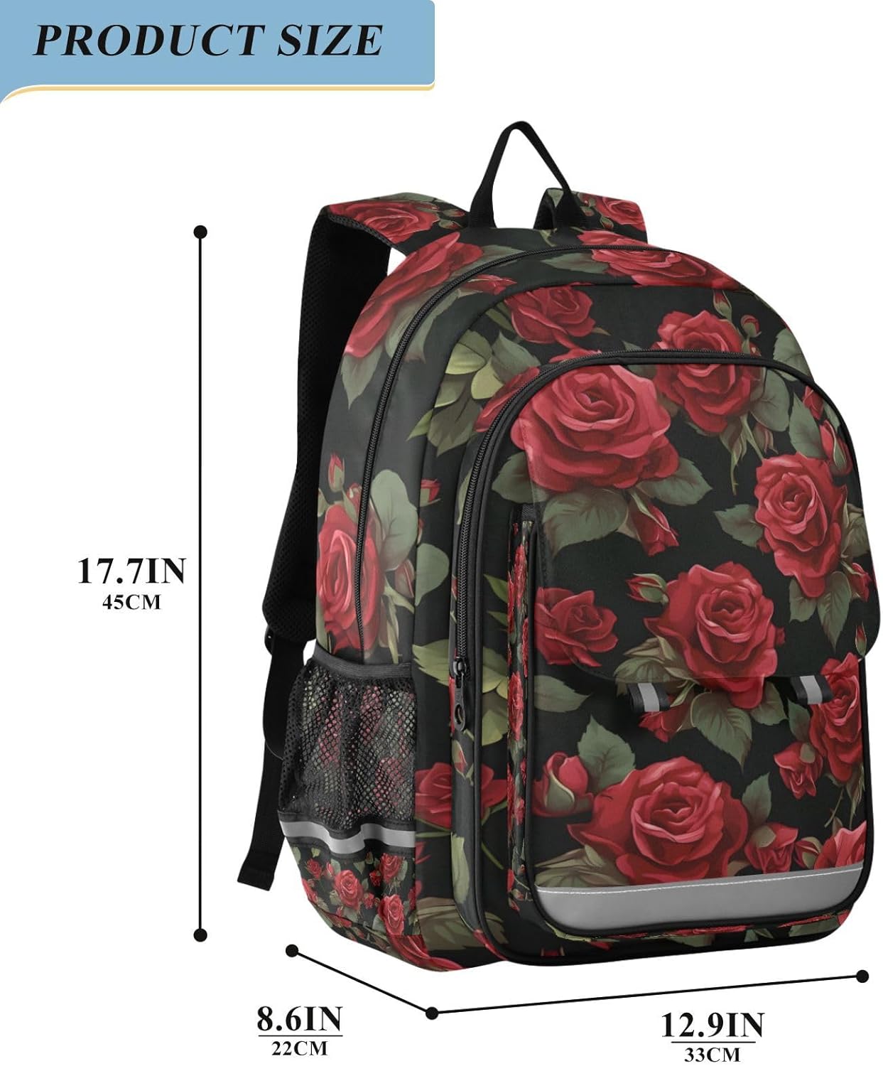 ALAZA Vintage Rose Flowers Floral Laptop Backpack Purse for Women Men Travel Bag Casual Daypack with Compartment & Multiple Pockets - Image 2