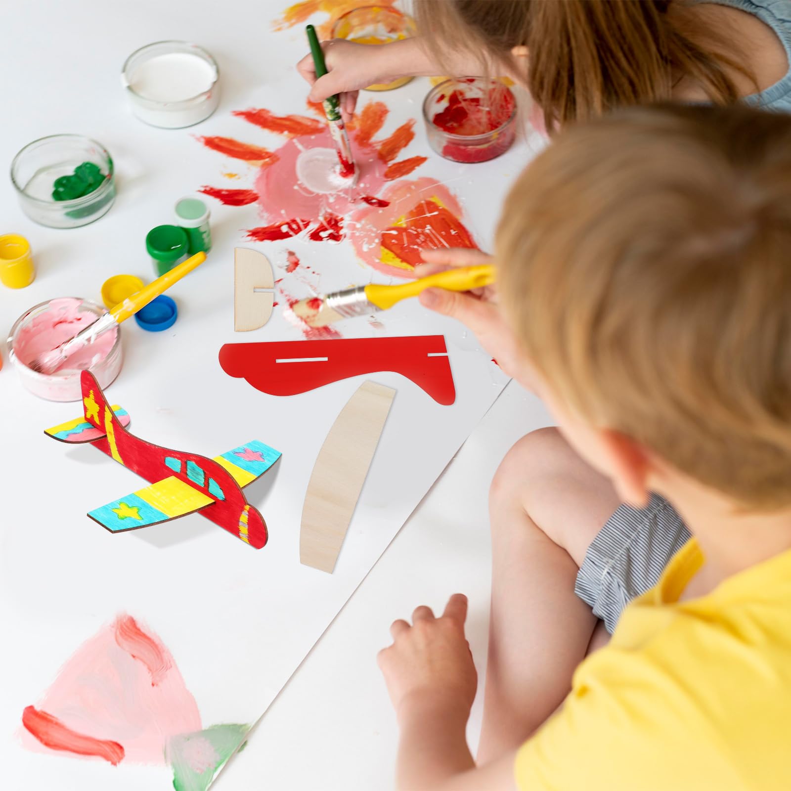 Toyvian Di Aeroplano in Legno Fai-Da-Te Per Bambini Kit Di Assemblaggio Creativo Giocattolo Di Pittura Non Verniciato 7.3X5.7X2.2 Pollici Regalo Compleanno Festa