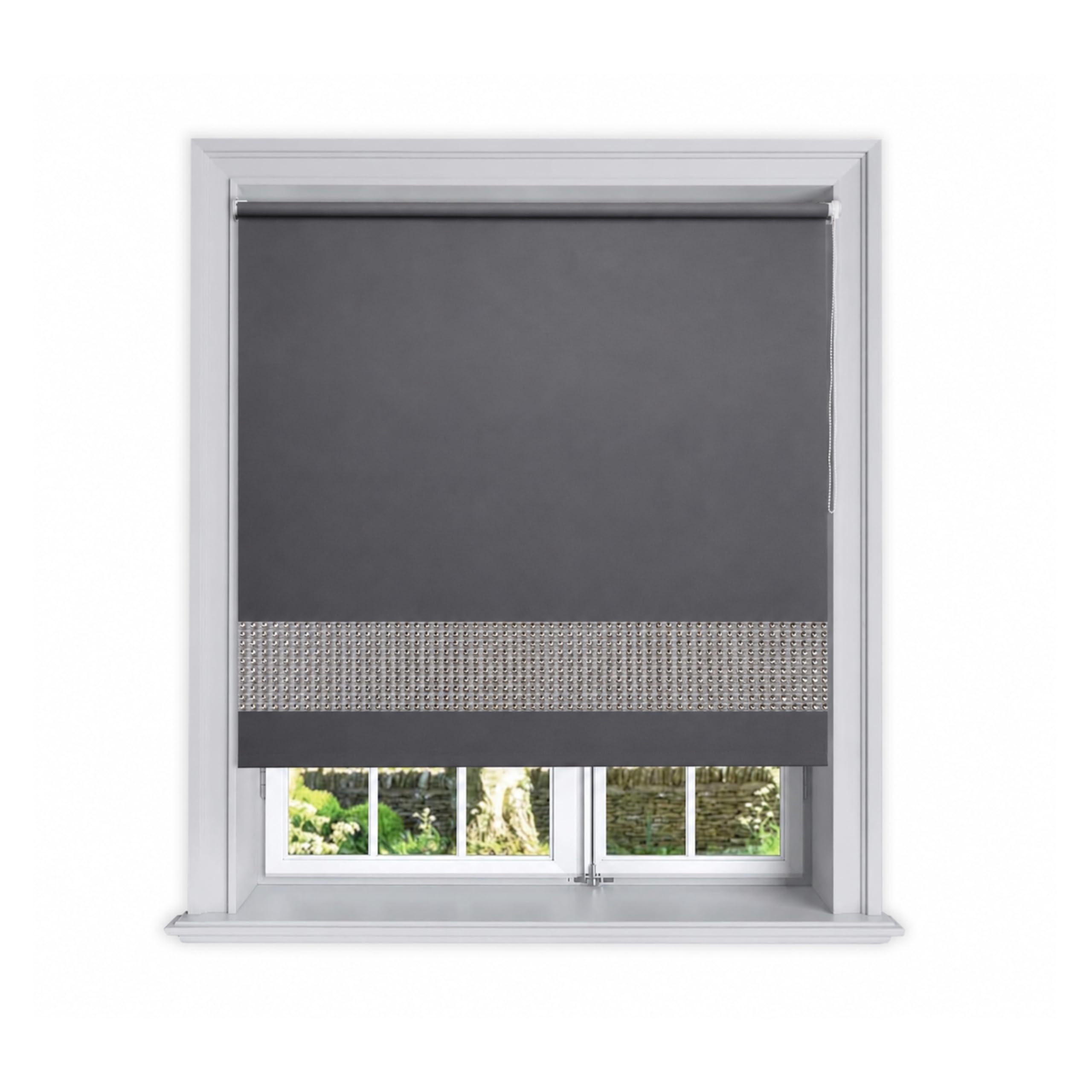 Lister Cartwright Diamante Blackout Roller Blinds for Windows | Premium Privacy & Light Blocking Blinds |UV Protection- 60 x 160 CM - Easy Install Roller Blinds Child Safety Included - Dark Grey