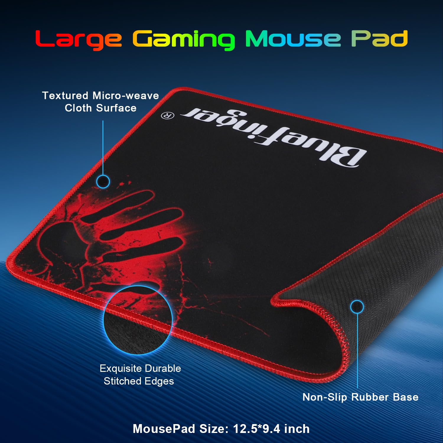 BlueFinger Tastiera da gioco retroilluminata, mouse e cuffie a LED, con cavo USB, retroilluminato a 3 colori, con luce LED blu, set per lavoro e gioco