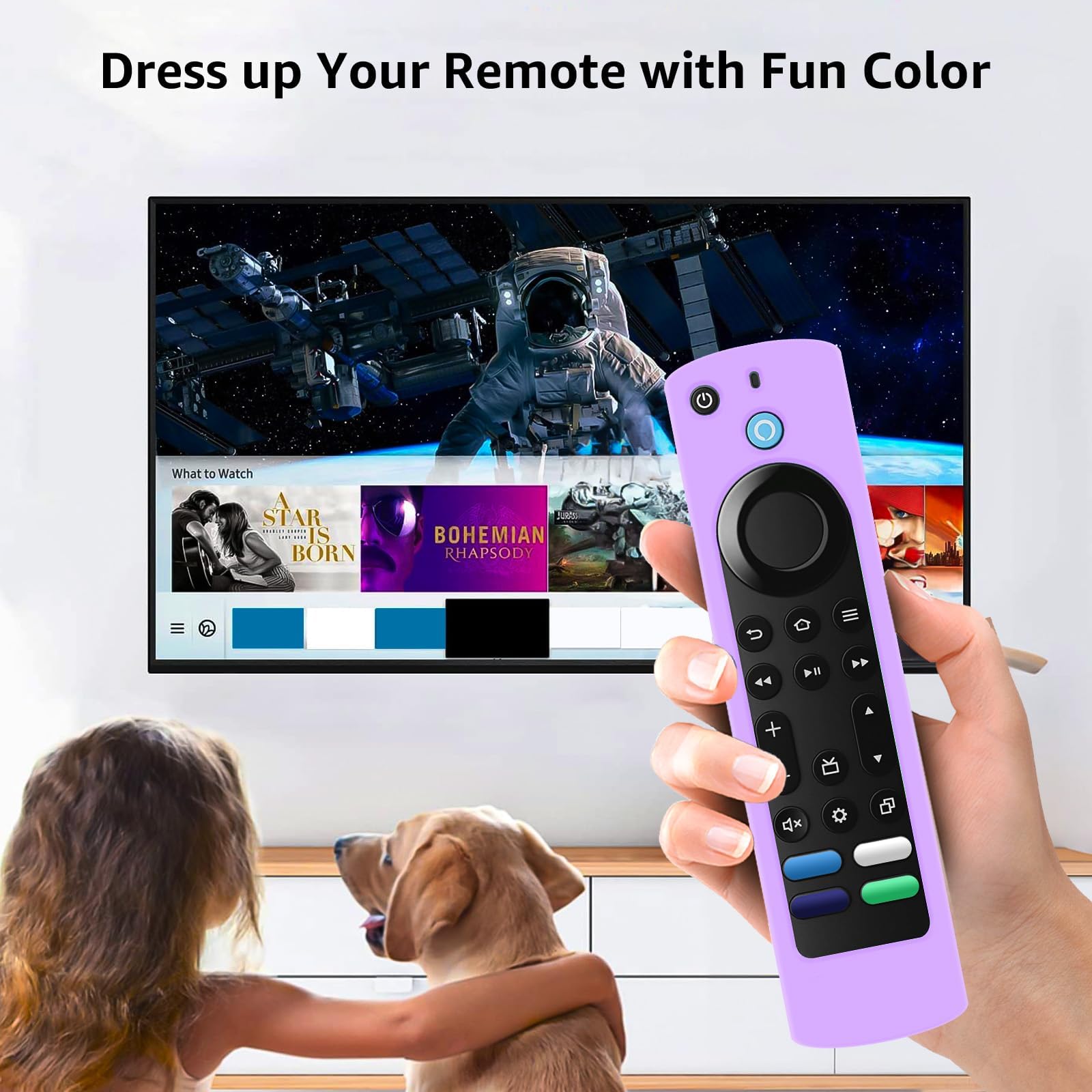 Paquete de 3 fundas de repuesto para control remoto Toshiba e Insignia Fire TV, funda de silicona para CTRC1US21 NS-RCFNA-21 que brilla en la oscuridad, azul, rosa y morado
