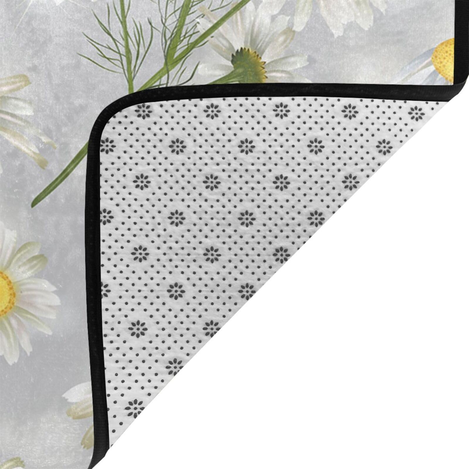 Fleurs de Camomille, Tapis de Sol antidérapant de Grande Taille pour Salon et Chambre, 150 x 100 cm.