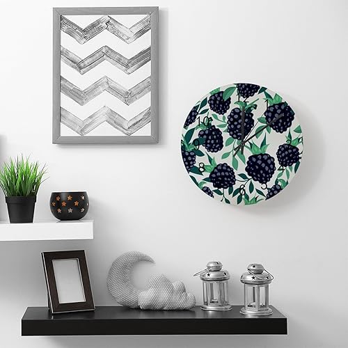 Miniatura 7 de Reloj de pared redondo de madera de Talavera mexicana de 12 pulgadas, funciona con pilas, silencioso, sin tictac, fácil de leer, decoración de pared