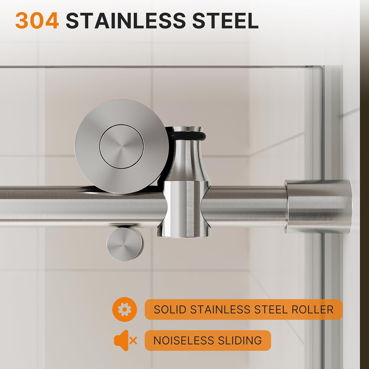 Frameless Shower Door 48" W x 76" H, UCALAFEE Sliding Shower Door with 5/16"(8mm) SGCC Clear Tempered Glass, Double-Sided Easy Clean, Silent Soft-Close Door for Walk-in Shower, Brushed Nickel
