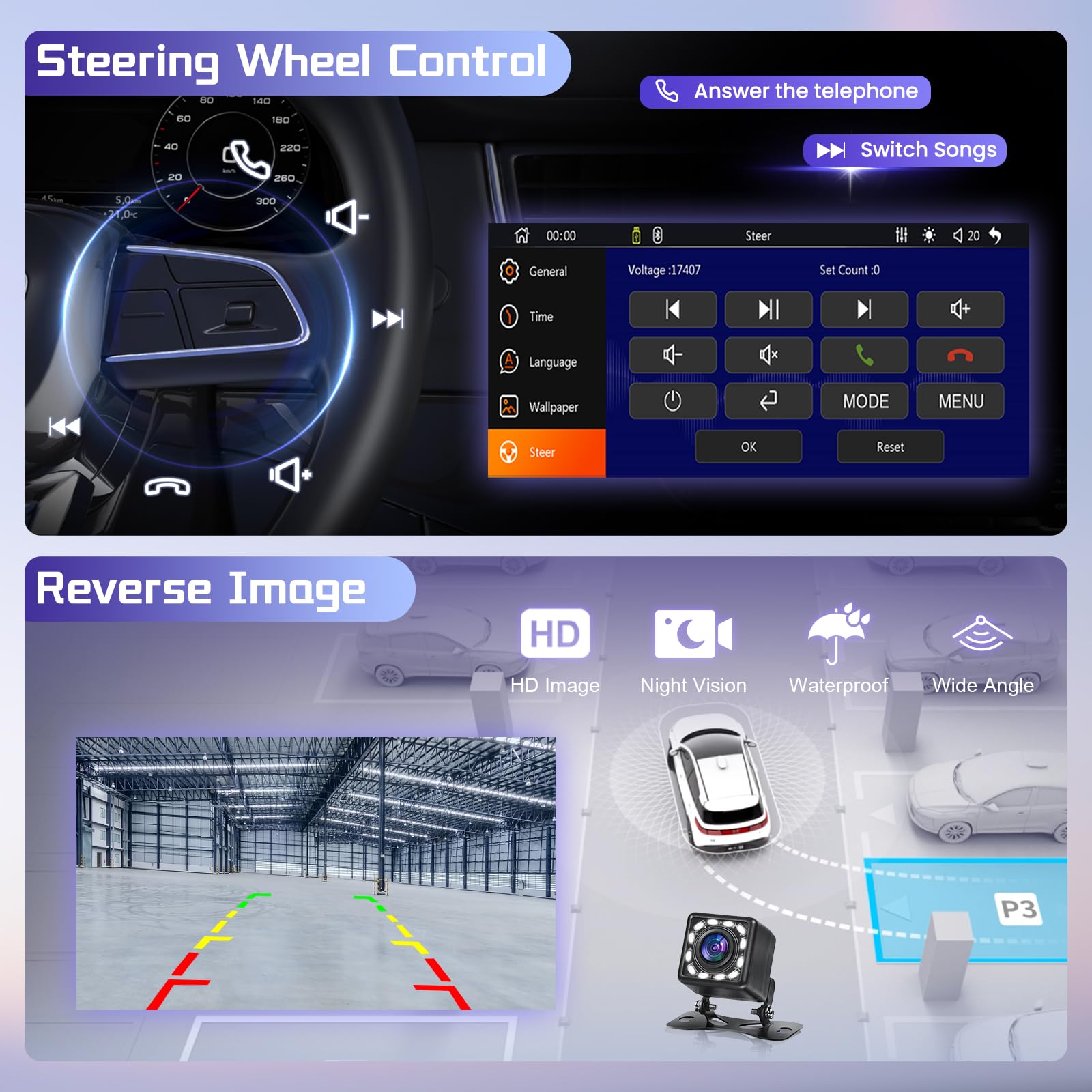 DAB+ Autoradio 1 Din Carplay Android Auto Wireless Bluetooth, 6.9'' IPS Touchscreen Stereo con Mirror Link Vivavoce Bluetooth DAB+ Radio Digitale FM Tipo-C USB EQ Controllo del Volante Retrocamera