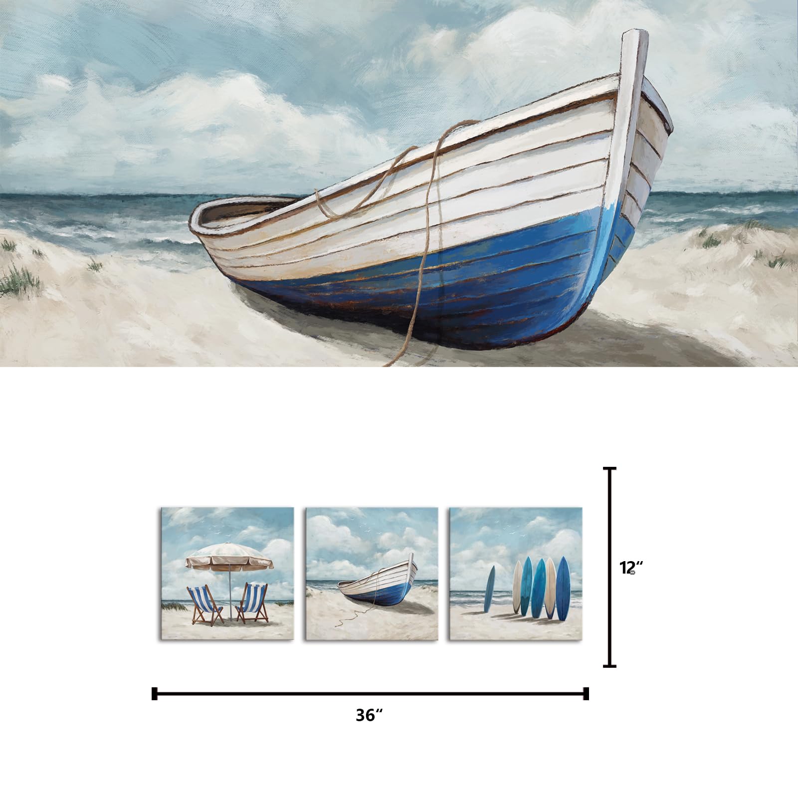 Amazon.co.jp: Visual Art Decor 海岸壁アート ビーチ 風景画 ブルー