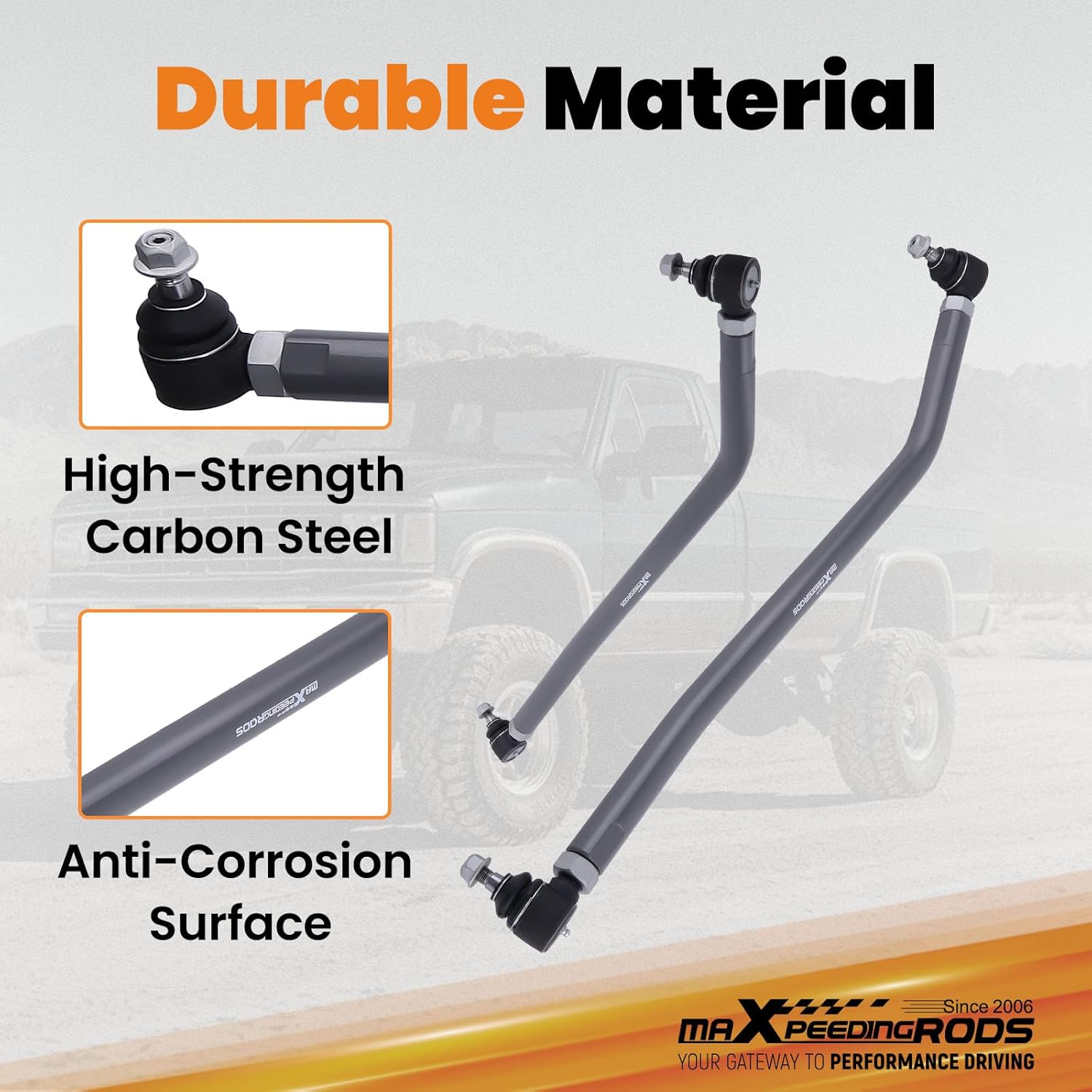 maXpeedingrods Adjustable 0-6'' Steering Linkage for Dodge Ram 2500 3500 1994-1999 4WD 8-Lug, Drag Link & Tie Rod