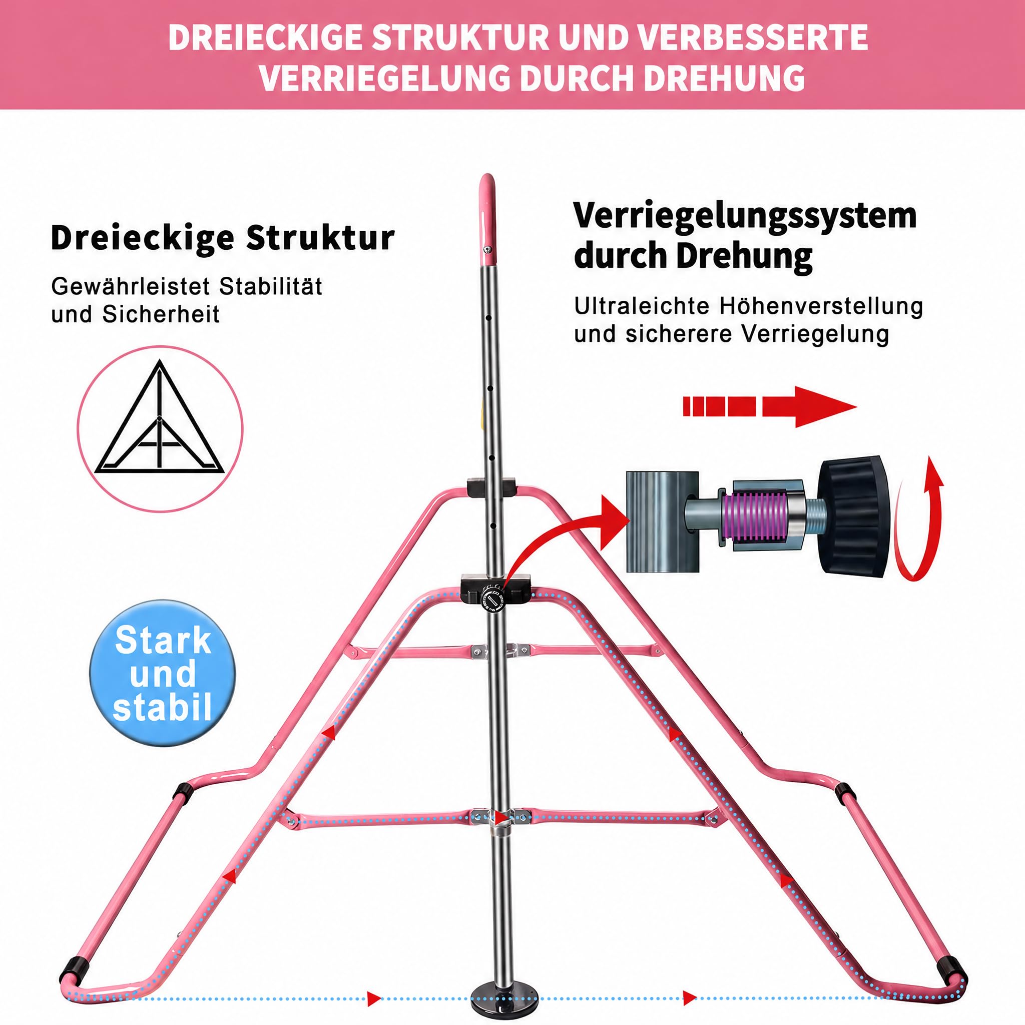 Zusammenklappbare Teleskop-Gymnastikstange für Kinder, höhenverstellbar, horizontale Stange, Fitness, Kletterturm, Heim-Fitness-Studio für Kinder/Kinder
