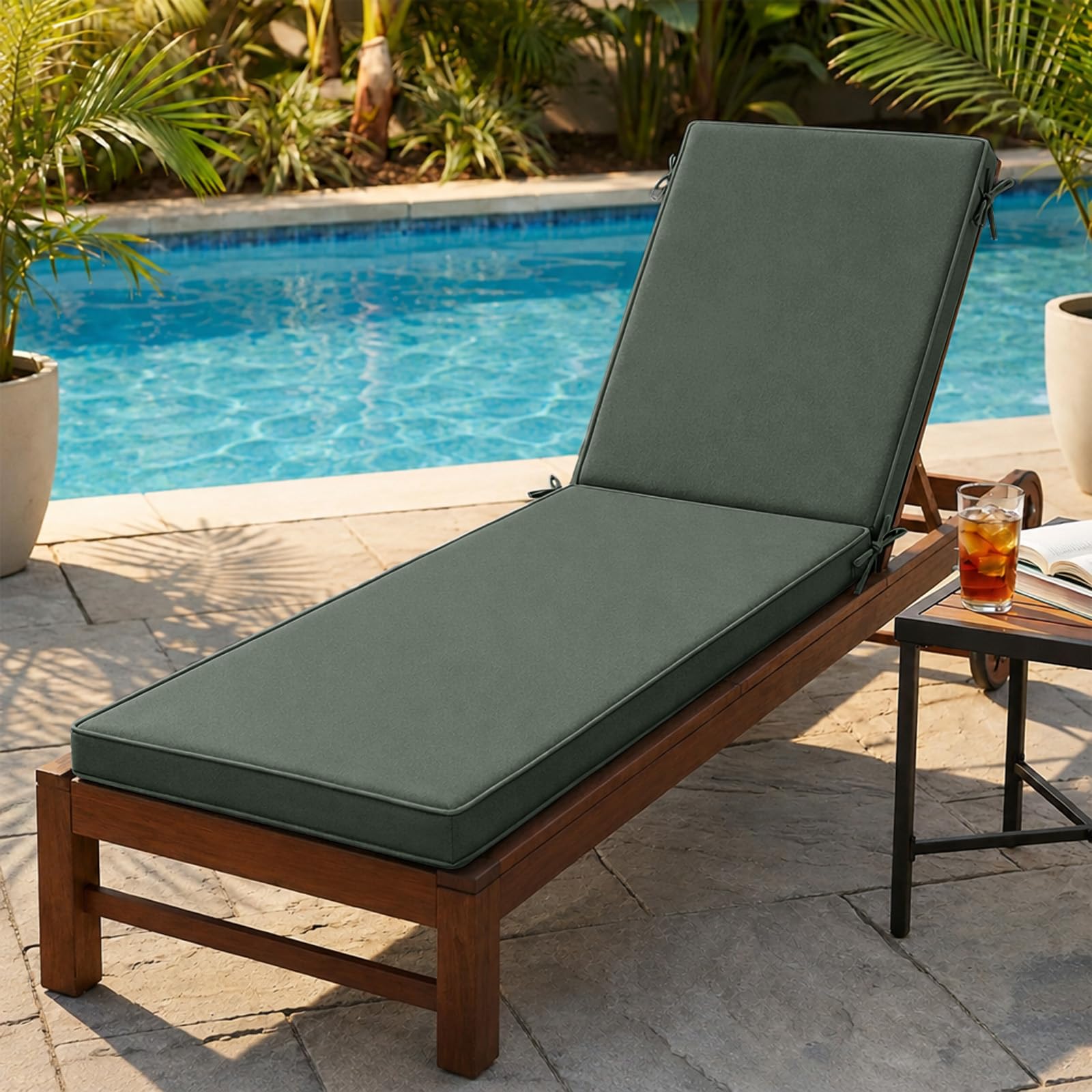 AZMAHT Sun Lounger Cushion Replacement,Waterproof Garden Sunbed Cushion