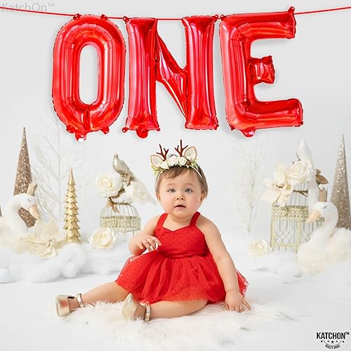 Miniatura 7 de KatchOn, Globo rojo grande para el primer cumpleaños, 16 pulgadas, un globo, globo de aluminio para decoraciones de primer cumpleaños de bayas