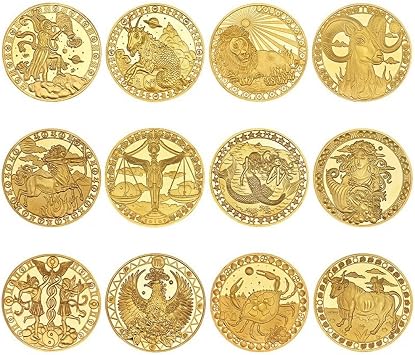 Commemorative Coins Challenge Coins 12 Constellations Zodiac Coin Challenge Plated Commemorative Coin Set for Art Collection 12pcs Golden