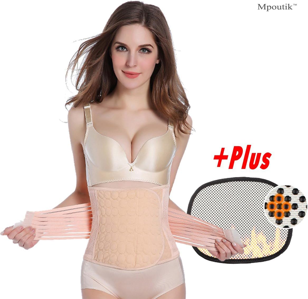 Postpartum Waist Belt Tummy Slimmer Shaper Recovery Cincher Belly Wrap Postnatal Shapewear Girdle Corset Waist Trimmer Abdominal Binder (Beige, One Size(41''Length))