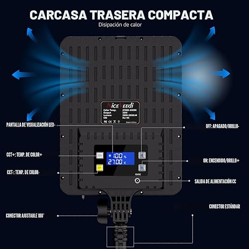 Miniatura 5 de NiceVeedi Kit de Iluminación para Fotografía de 2 Paquetes, Luces de Estudio Bicolor de 36W 2700-6500K CRI 95+, Kit de Luz de Video LED Regulable