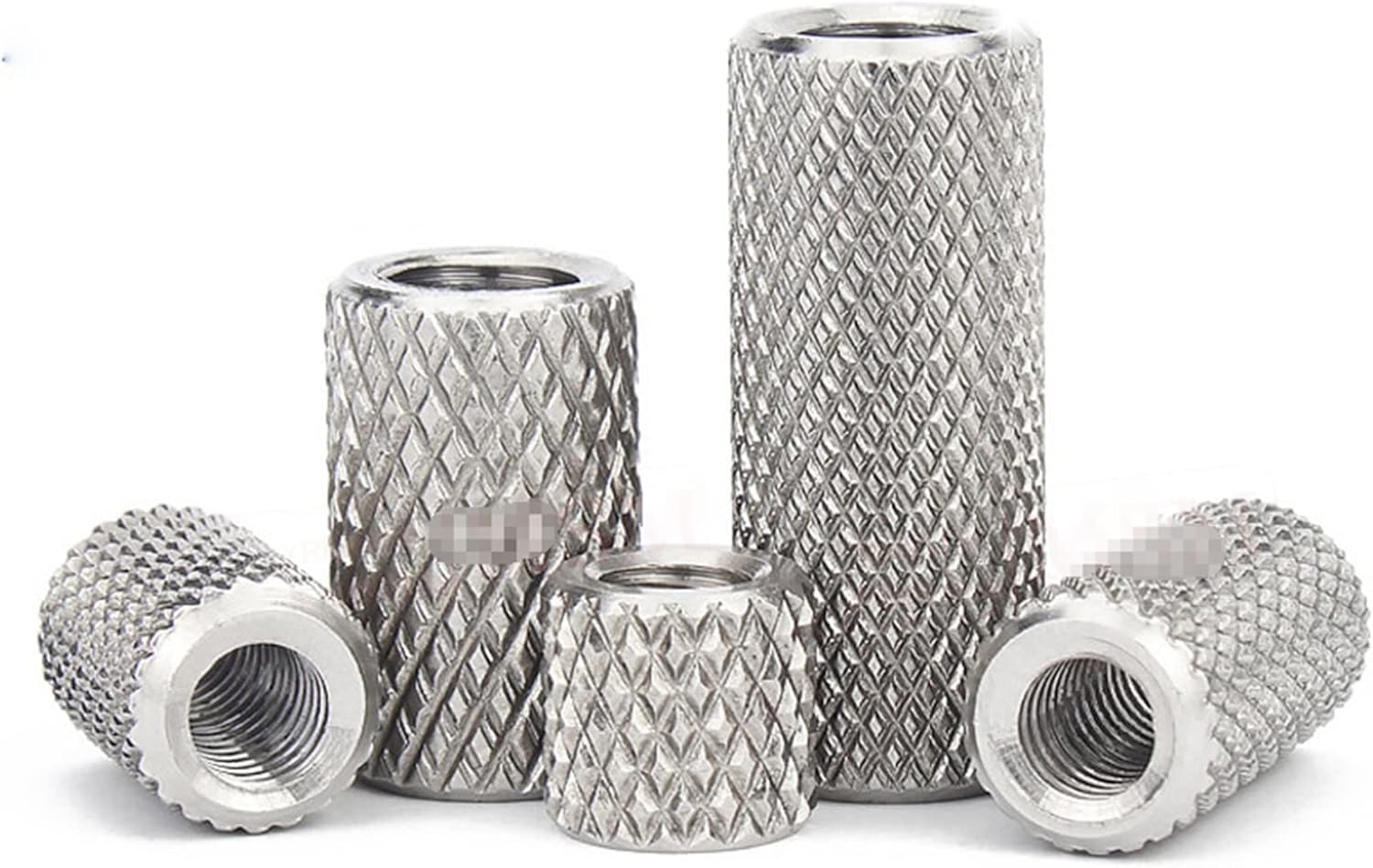 YANGQI yaoqijie Stainless Steel Knurled Coupling Nuts M3 M4 M5 M6 M8 M10 M12 M14 M16 Cylindrical Hand Twisted Mesh Link Adjustment Lasting (Size : M4X8X H10 (5pcs))