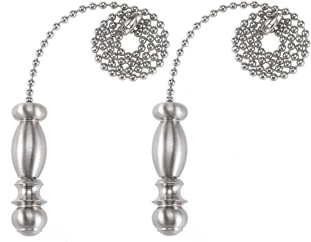 uxcell 2pcs Nickel Lighting Pendant, Pull Chain Extension with 12 Inch Long Pull Chain for Table Lamp