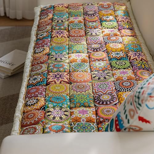 Miniatura 6 de Funda de algodón para sofá, funda antideslizante para perros, lavable para sofá de 3 cojines, apta para mascotas (amarillo, 27.6 x 59.1 pulgadas)