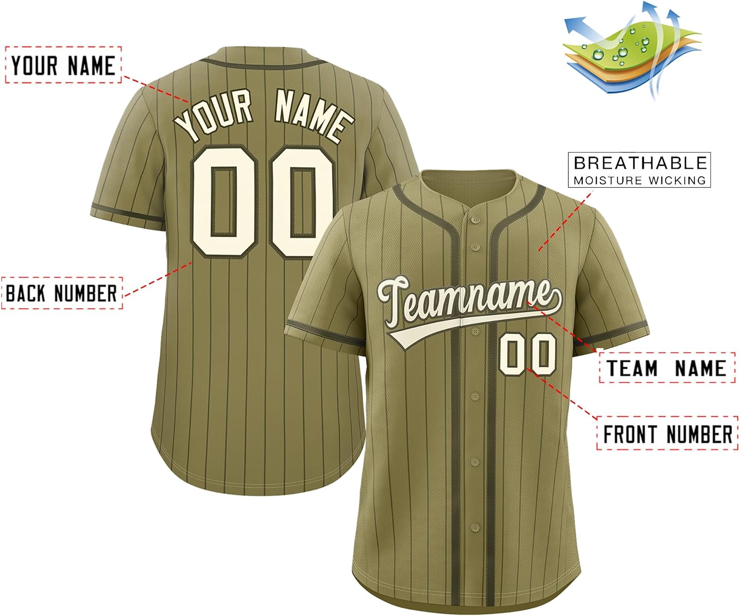Custom Pinstripe Baseball Jersey Hipster Hip Hop Sports Shirts Personalized Team Name Number for Men Women Youth - Image 2