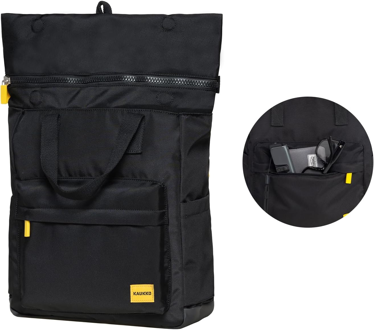 KAUKKO Stylish and Practical Laptop Backpack for Shopping, Traveling and Commuting Casual Daypack Fits 15" BLACK,17.7L