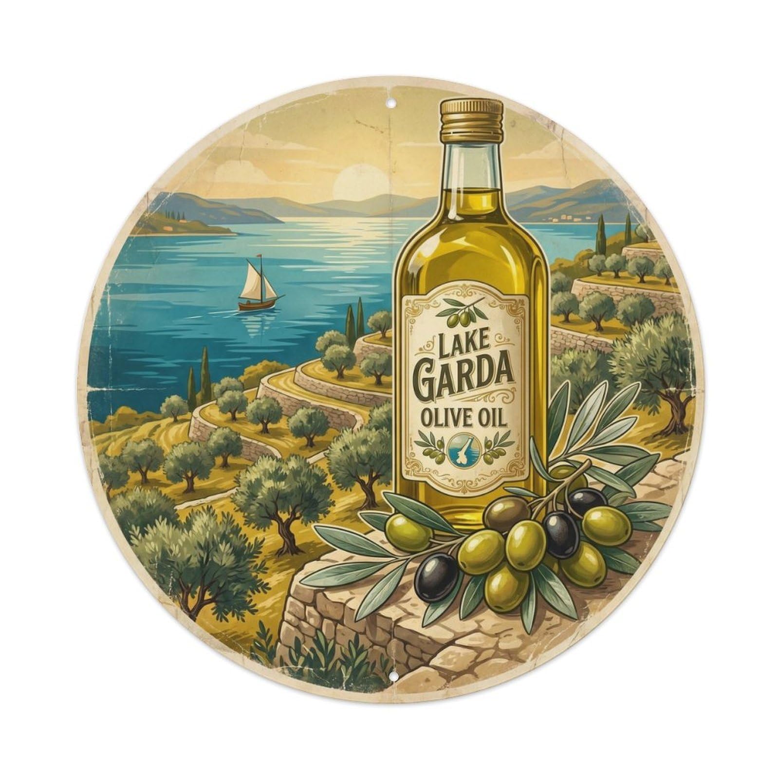 Lake Garda Italy Food Culture Travel Olive Vintage Metal Tin Sign