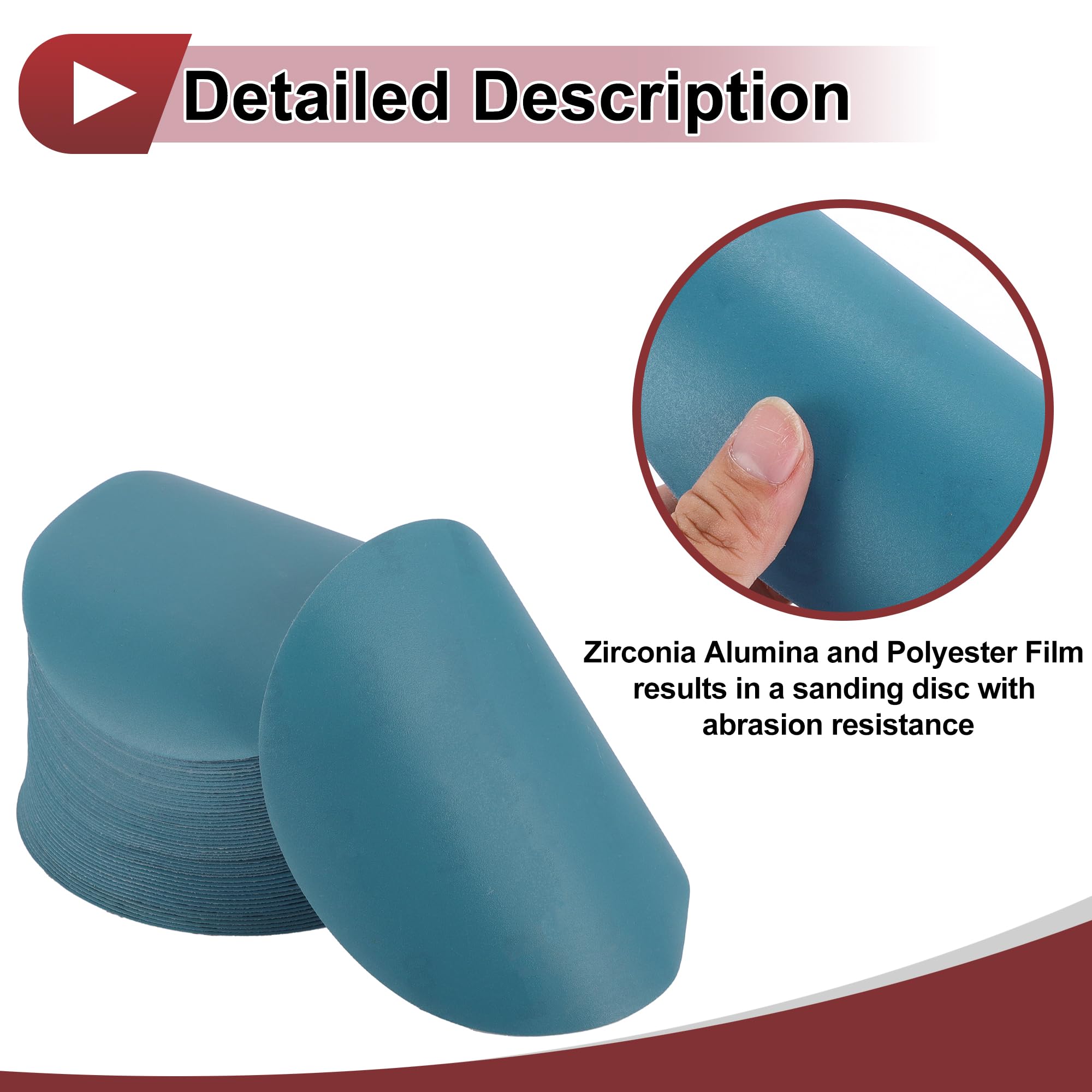 HEROFFIX 50 Pcs Car Wood Sanding Discs Smoothing Hook & Loop Sandpaper for Woodworking Automotive Refinishing 7.09" 600 Grit Blue Zirconia Alumina - Image 3