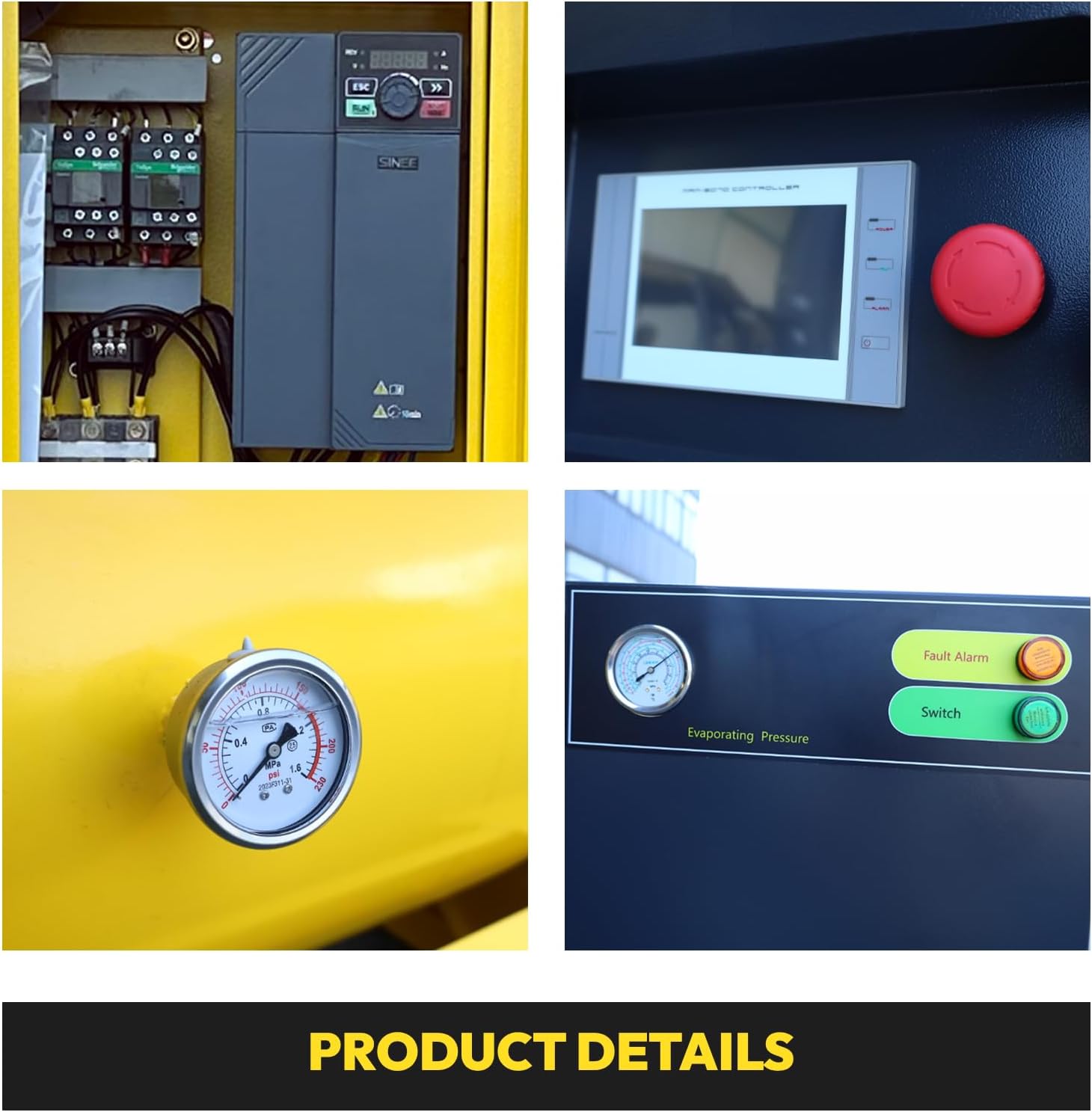 4-in-1 Variable Frequency Rotary Screw Air Compressor 5.5KW 7.5HP 230V 3Ph 29CFM, Screw Air Compressor with Dryer, Air Tank & Filter for Workshop & Factory TF5.5-8