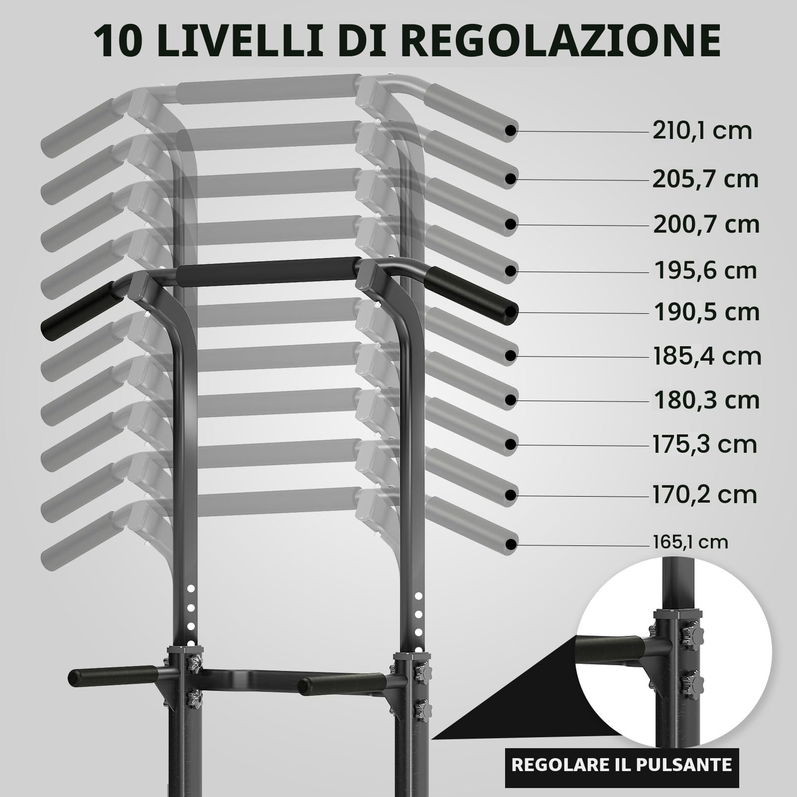 SogesPower Pull Up Power Tower Stazione di immersione Supporti per dips multifunzione per allenamento di forza e fitness a casa, Stazione di allenamento con Altezza Regolabile