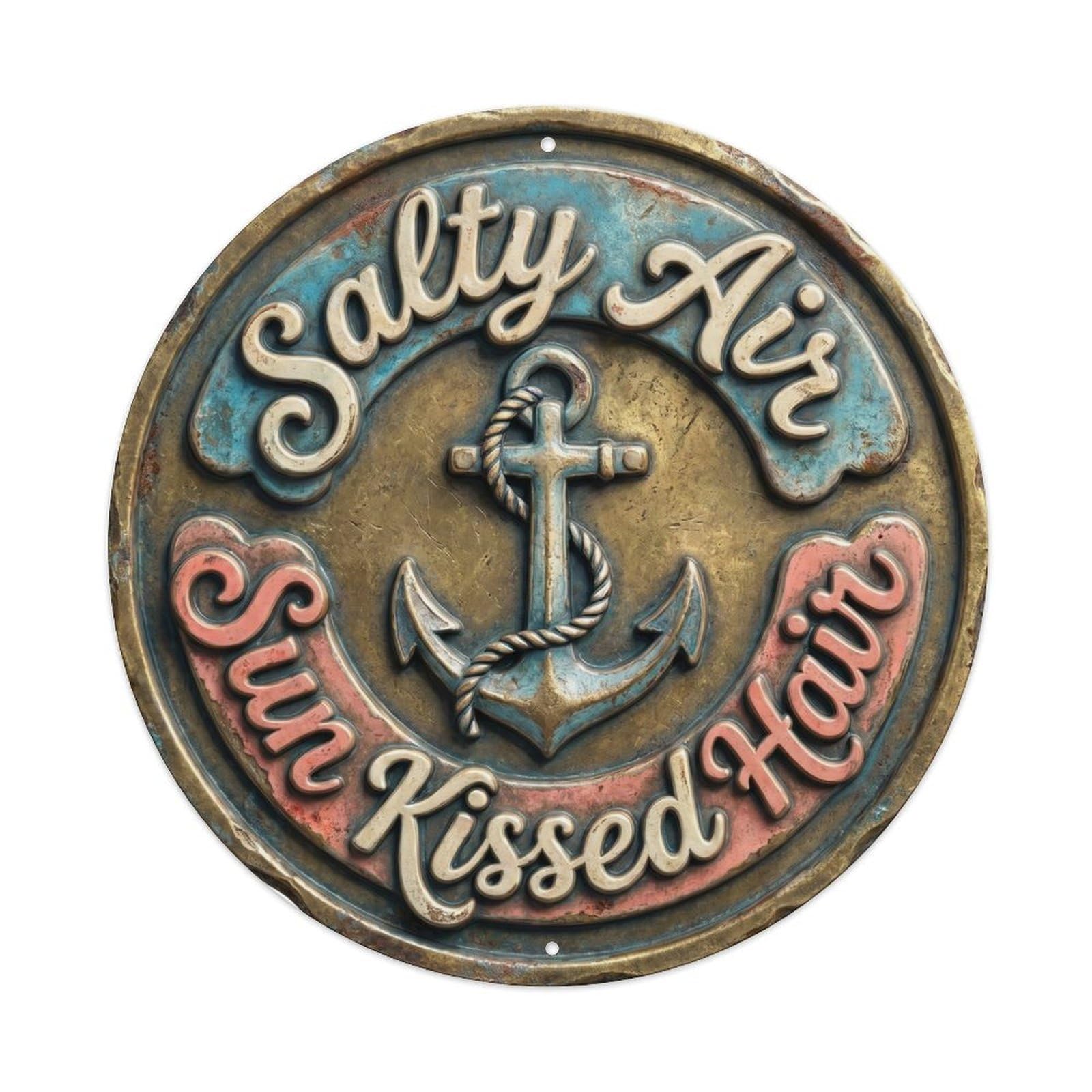 Salty Air Sun Kissed Hair Nostalgic Hanging Ornament Retro Metal Tin Sign