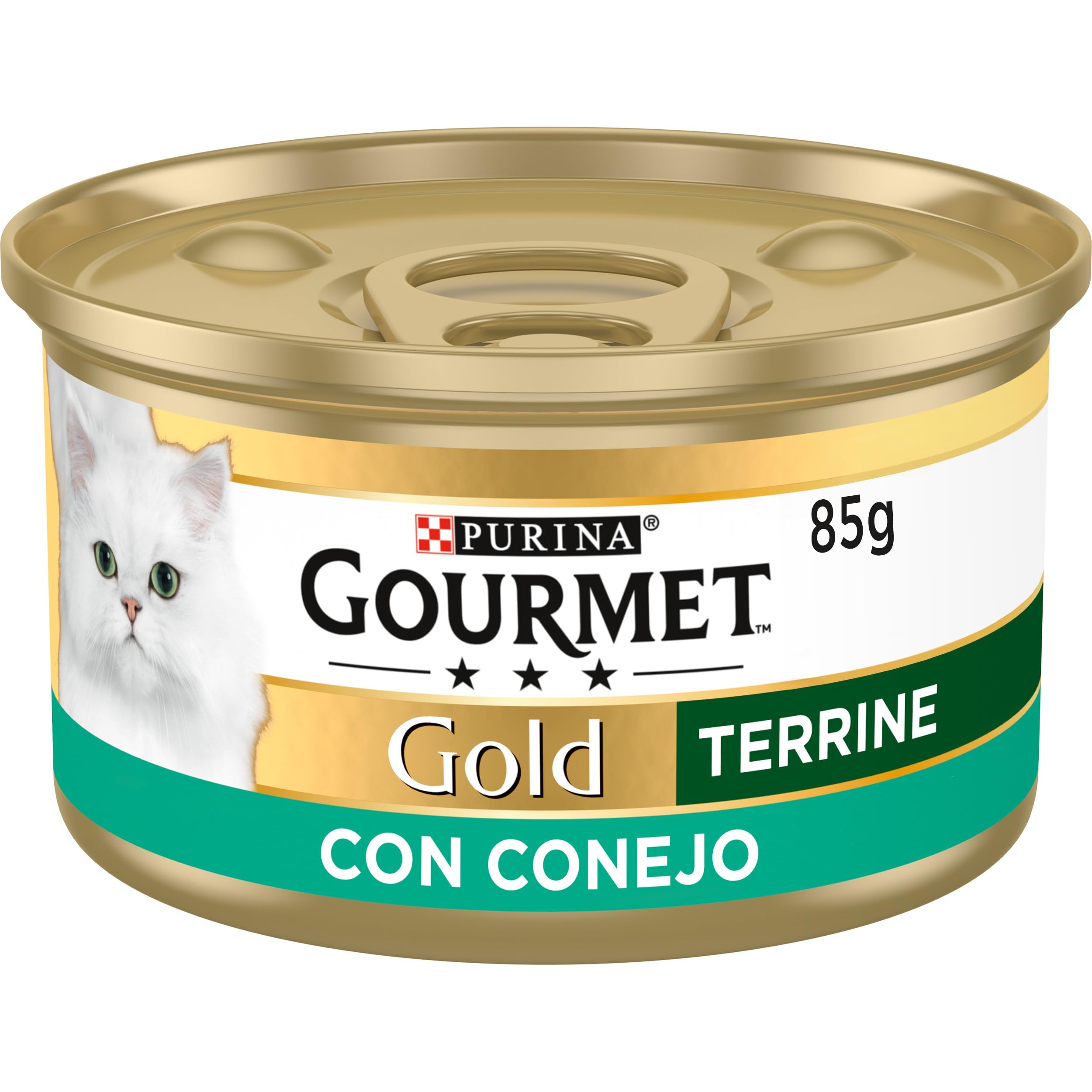 Gourmet Purina Gold Terrine, Comida Húmeda para Gato con Conejo, 24 latas de 85g