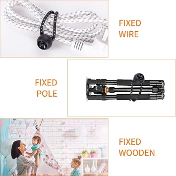 Ball Bungee Cords 6 Inch, 50 PCS Heavy Duty Black Bungie Cord Balls Canopy Tarp Tie Cords for Camping, Shelter,Cargo,Projector Screen,Tent Poles with UV Resistant