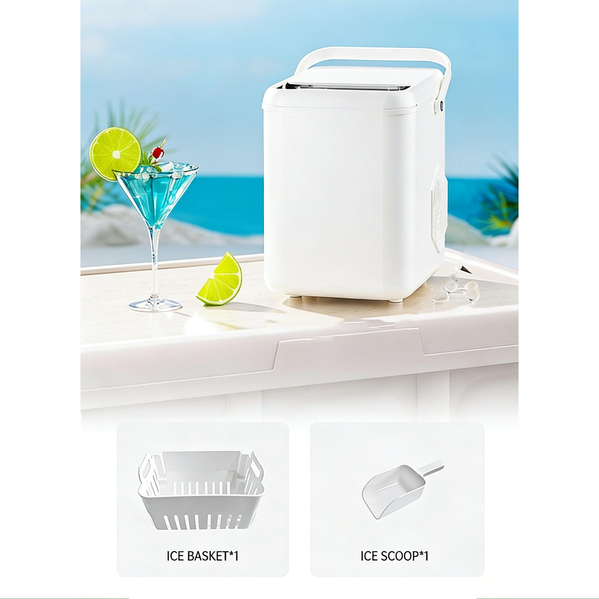 Mini Produttore Di Ghiaccio,produttore Di Ghiaccio Domestico,6min Produzione Ghiaccio,tubi Autopulenti,15kg/giorno,Adatto A Case,Cucine,Feste,Camper